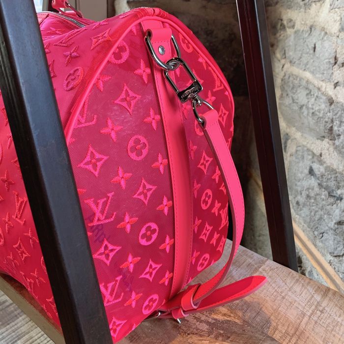 Louis Vuitton, Bags, Louis Vuitton Rare Mesh Keepall 5 Monogram Duffle  Bag Travel Bag Neon Hot Pink