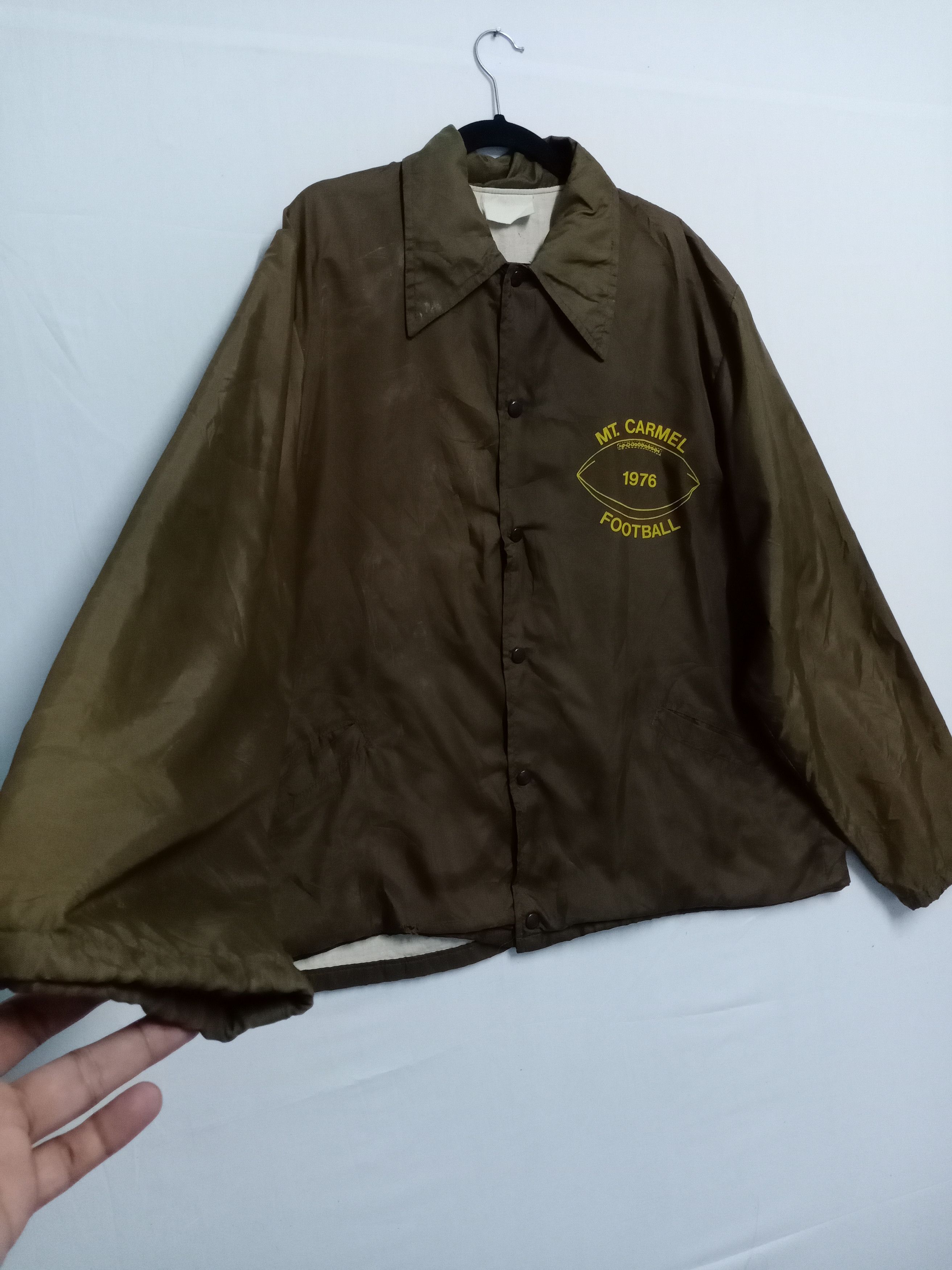All Sport × Vintage Vtg 70s MT. Carmel Footbal Embroidered Snap Bottom Jacket Size US XL / EU 56 / 4 - 5 Thumbnail