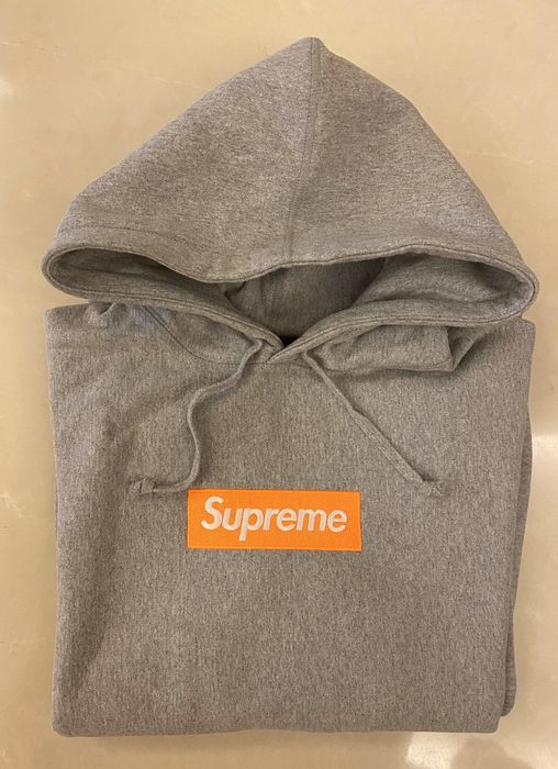 Supreme NEW Supreme Orange Grey Box Logo Hoodie Fw17 Grailed