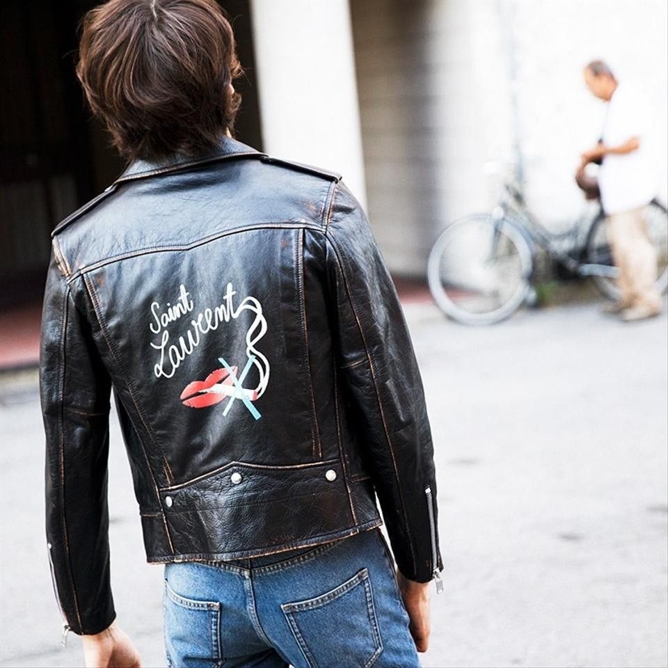 Saint laurent no clearance smoking leather jacket