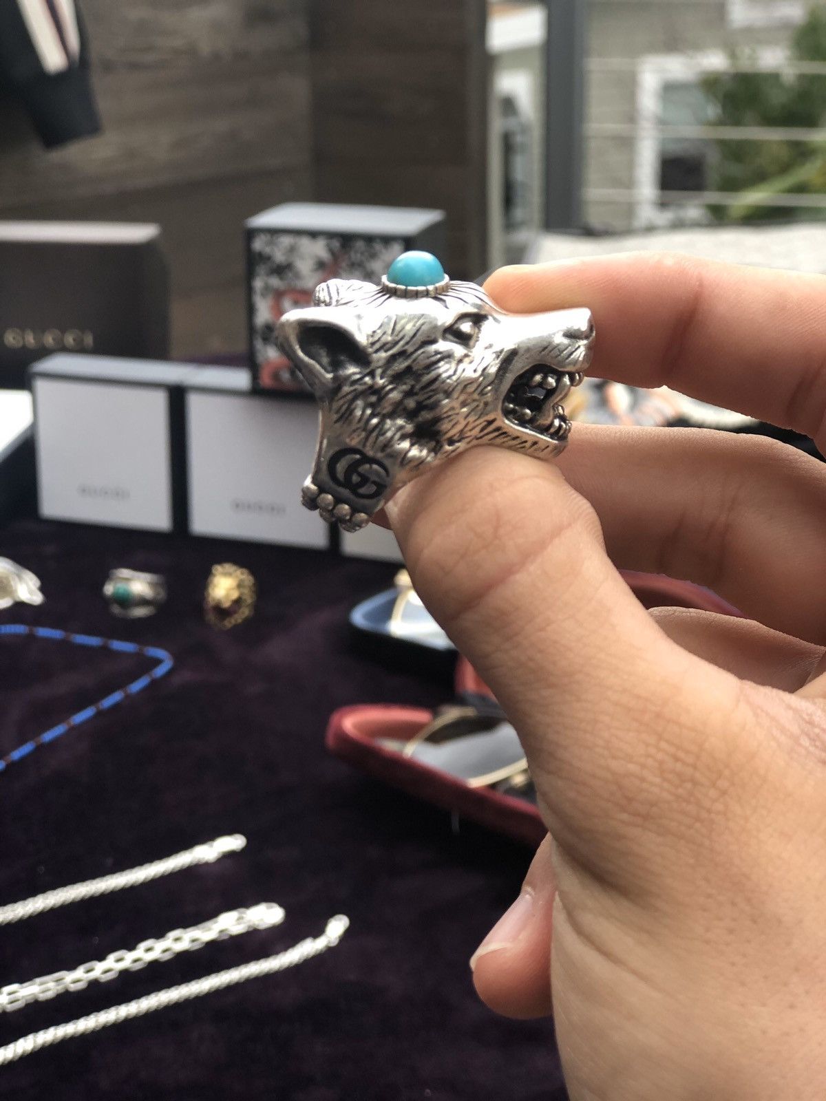 Gucci Gucci Anger Forest Wolf ring with turquoise stone Grailed
