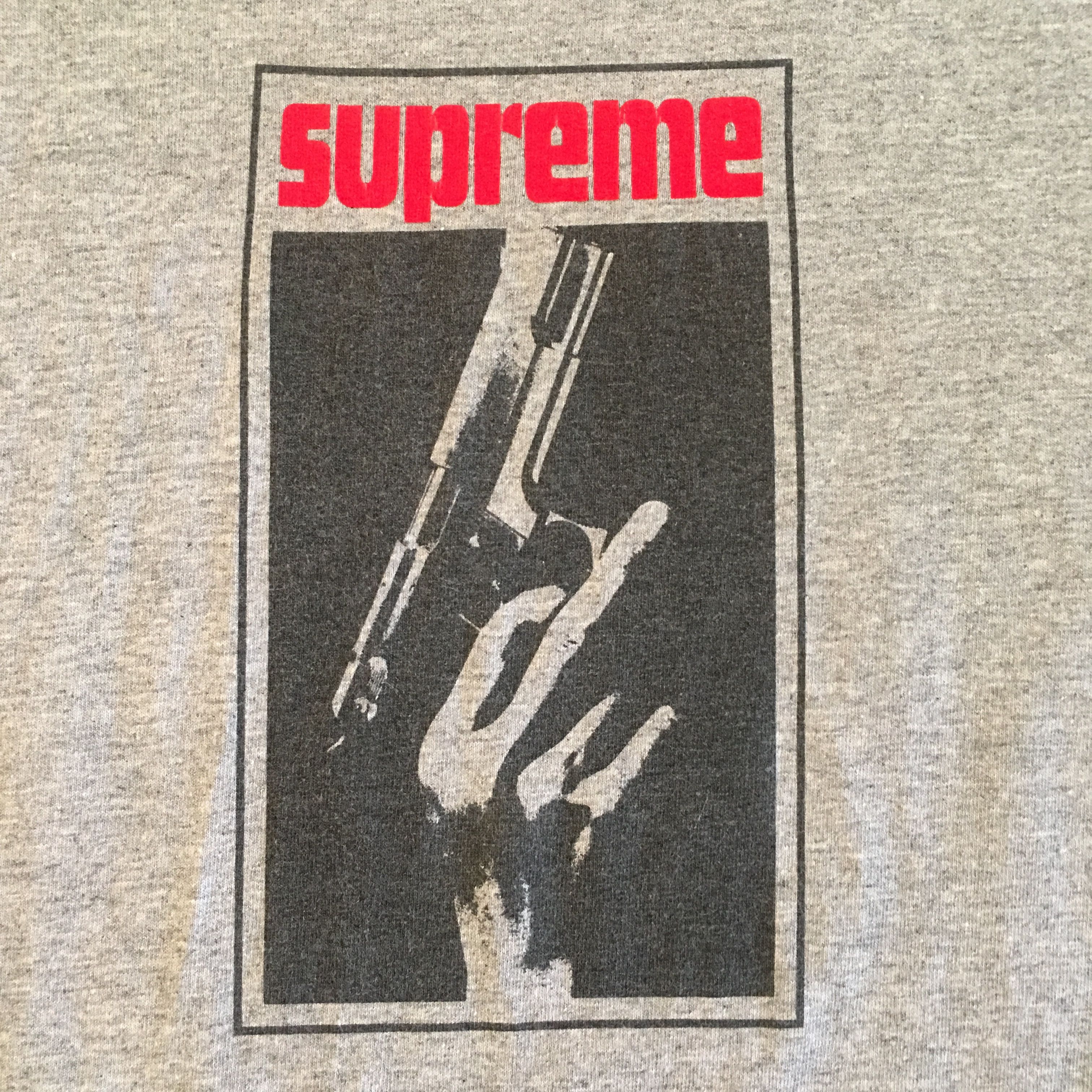 Supreme 2005 Supreme STAX RECORDS GUN TEE Sz M Grey Black Box Logo | Grailed