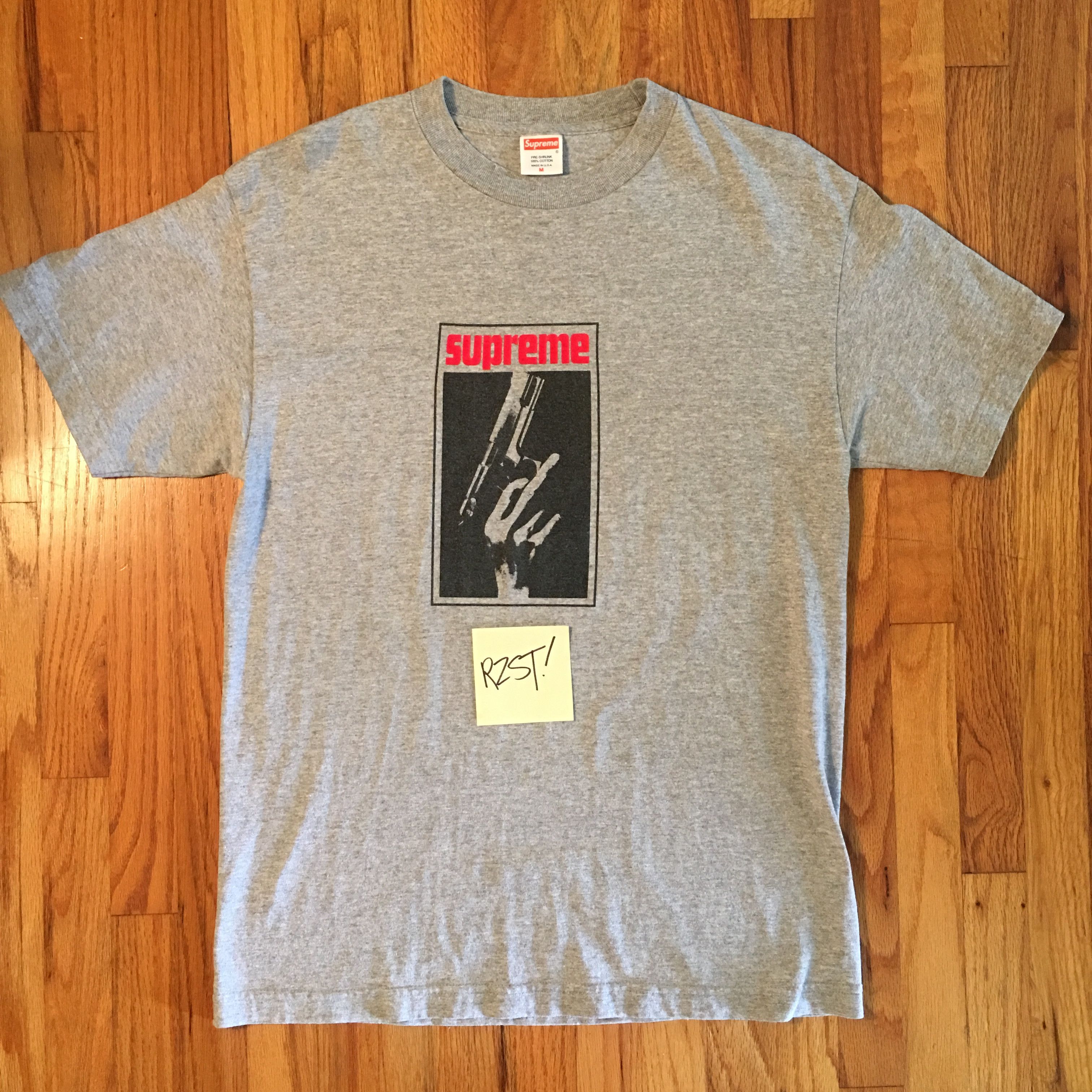 Supreme 2005 Supreme STAX RECORDS GUN TEE Sz M Grey Black Box Logo | Grailed