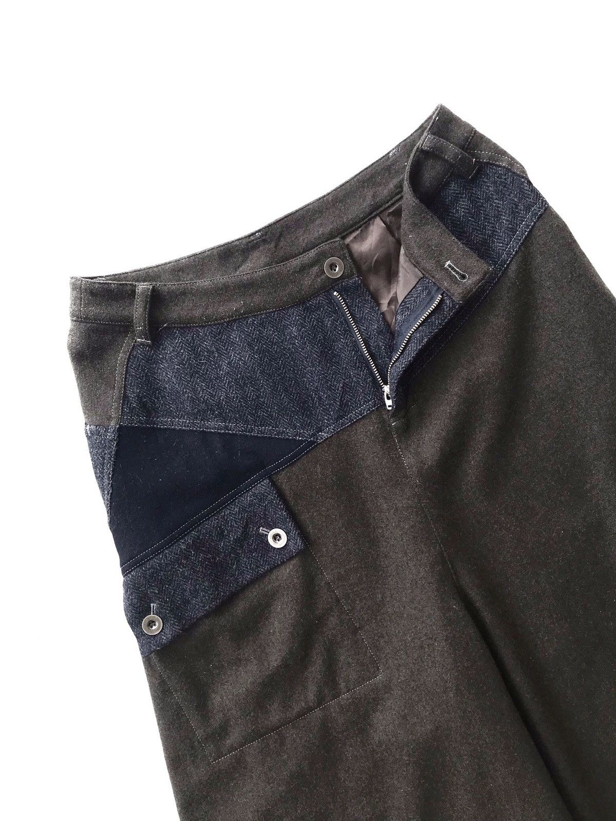 Japanese Brand Japan CUBE Herringbone Twill Wool Blend Baggy Cropped Pant Size US 30 / EU 46 - 4 Thumbnail