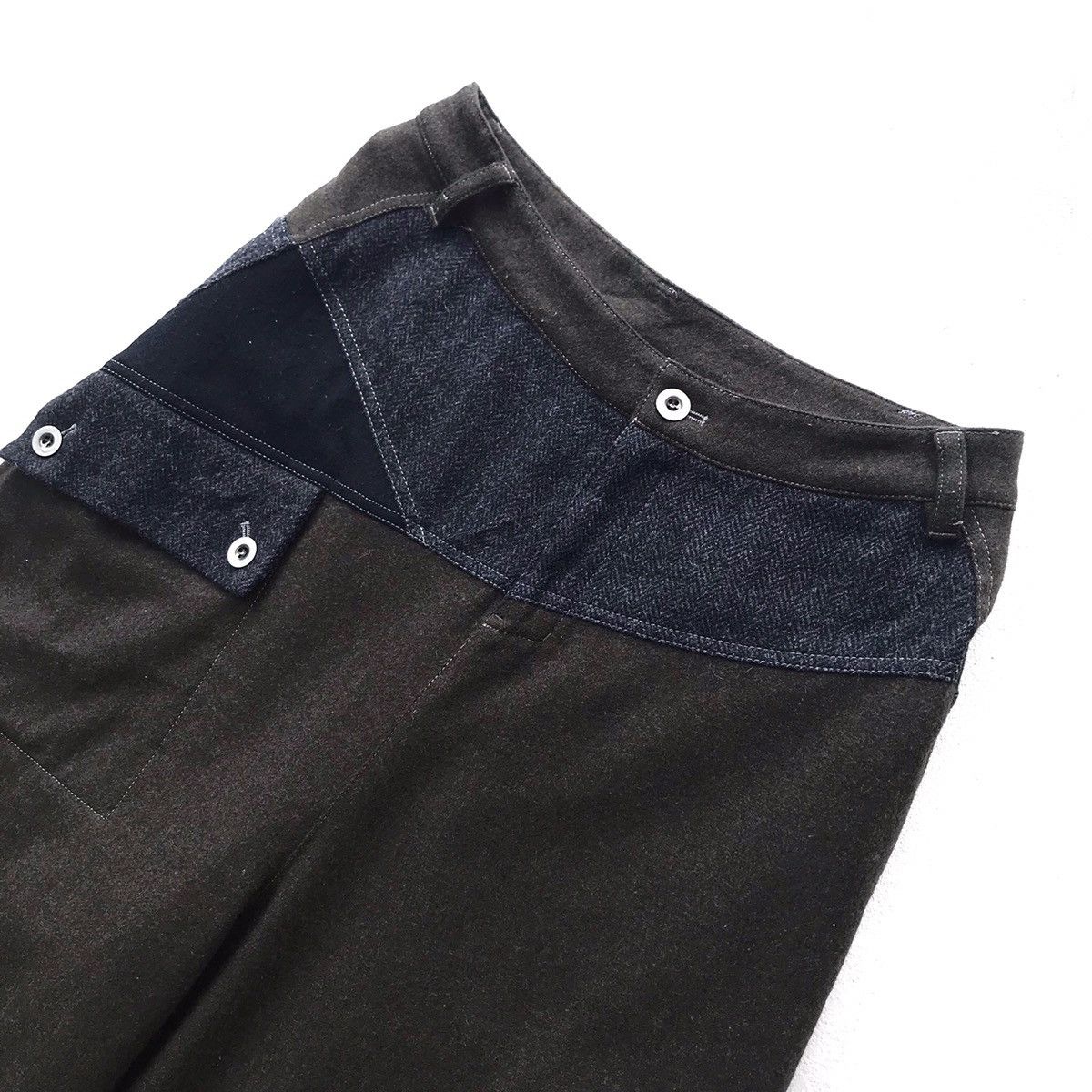 Japanese Brand Japan CUBE Herringbone Twill Wool Blend Baggy Cropped Pant Size US 30 / EU 46 - 3 Thumbnail
