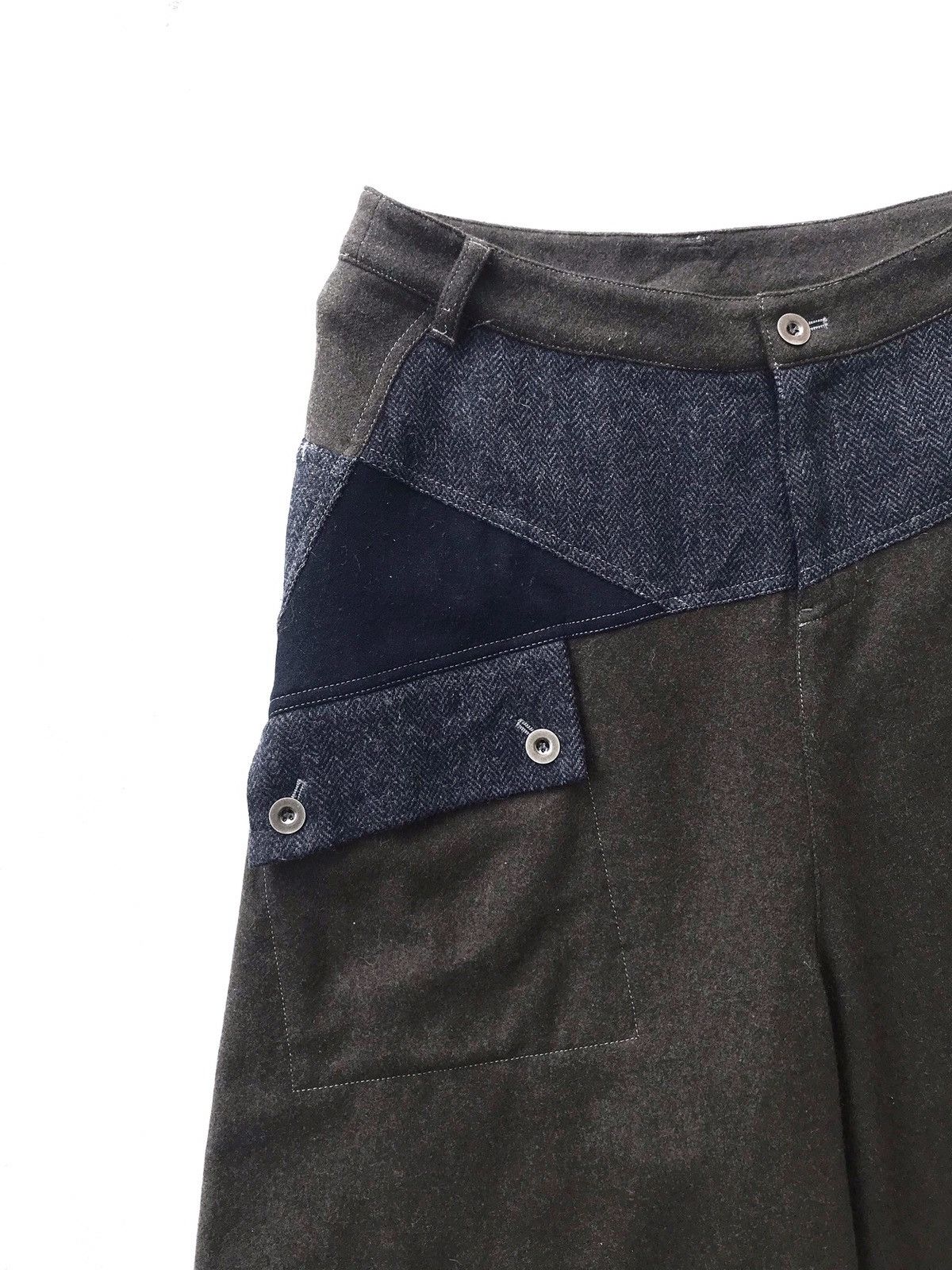 Japanese Brand Japan CUBE Herringbone Twill Wool Blend Baggy Cropped Pant Size US 30 / EU 46 - 1 Thumbnail