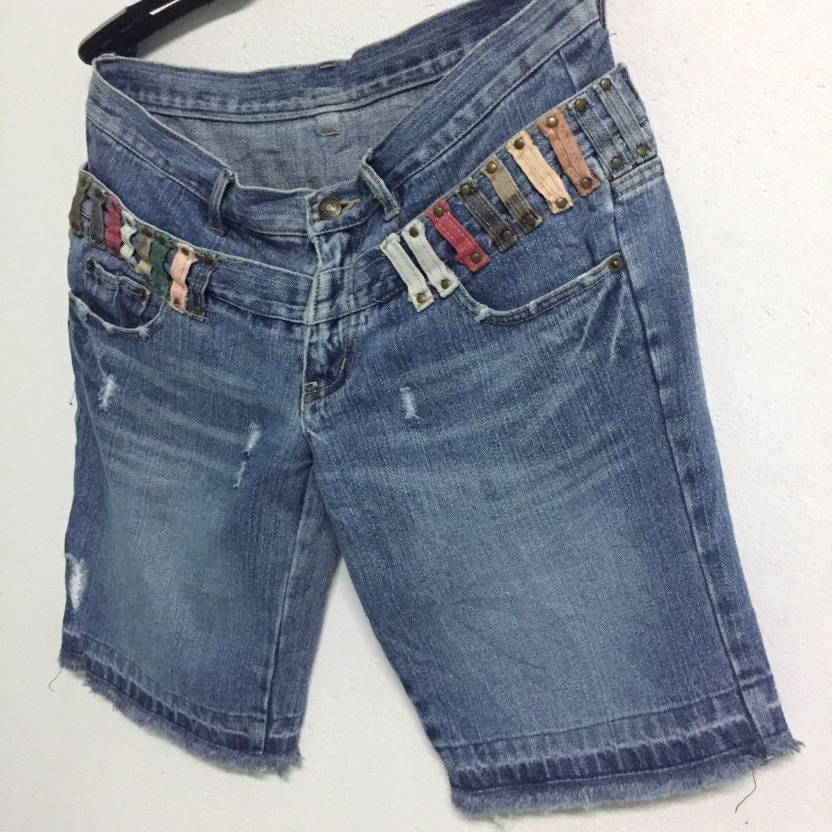 Designer × Japanese Brand Funky Design Mouth Valley Short Denim Multicolored Belt Loop Size US 33 - 2 Thumbnail