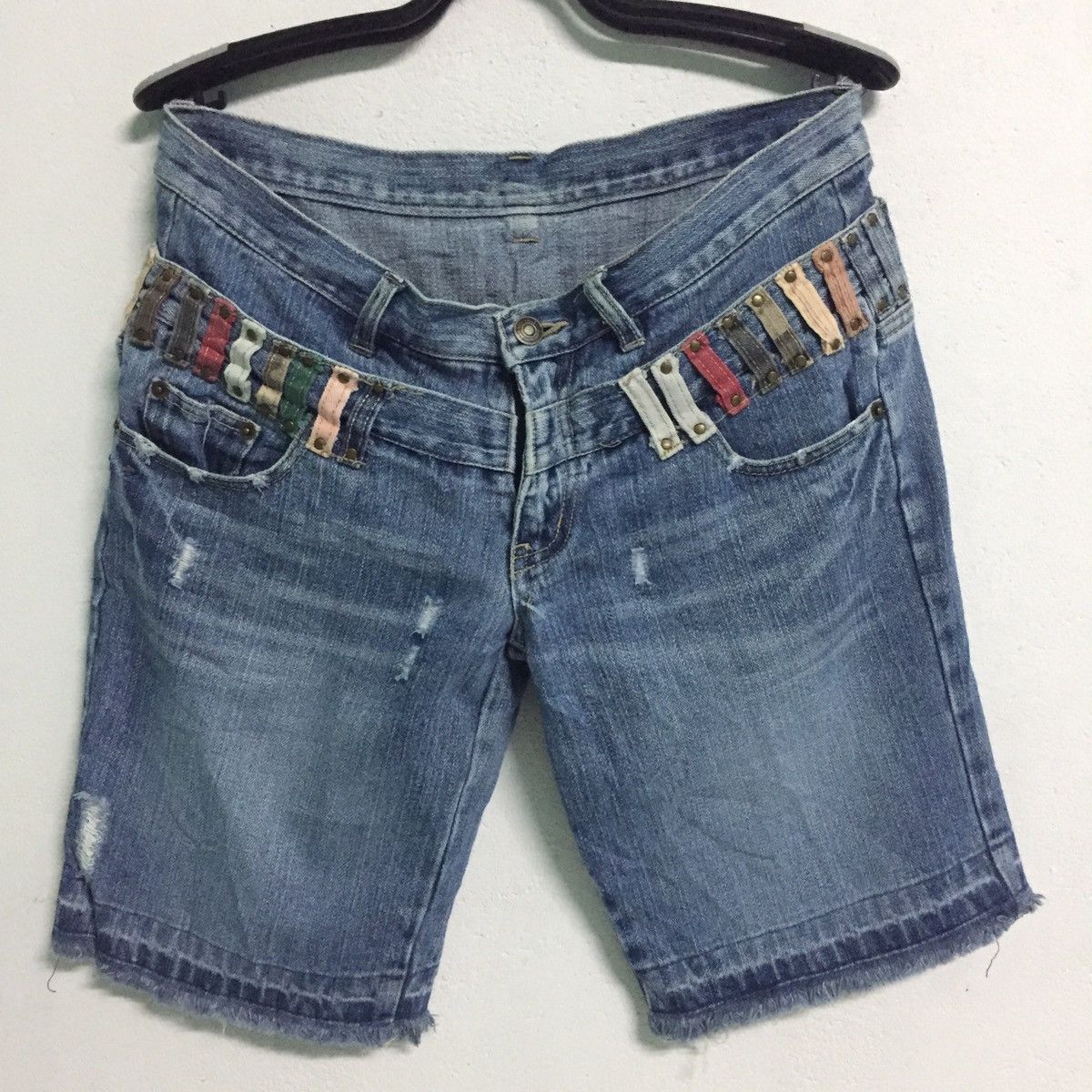 Designer × Japanese Brand Funky Design Mouth Valley Short Denim Multicolored Belt Loop Size US 33 - 1 Thumbnail
