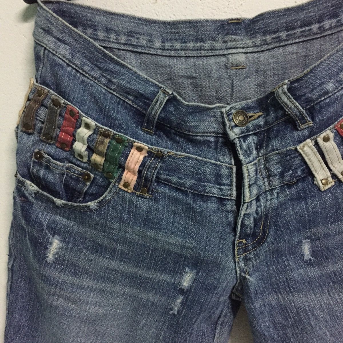 Designer × Japanese Brand Funky Design Mouth Valley Short Denim Multicolored Belt Loop Size US 33 - 4 Thumbnail