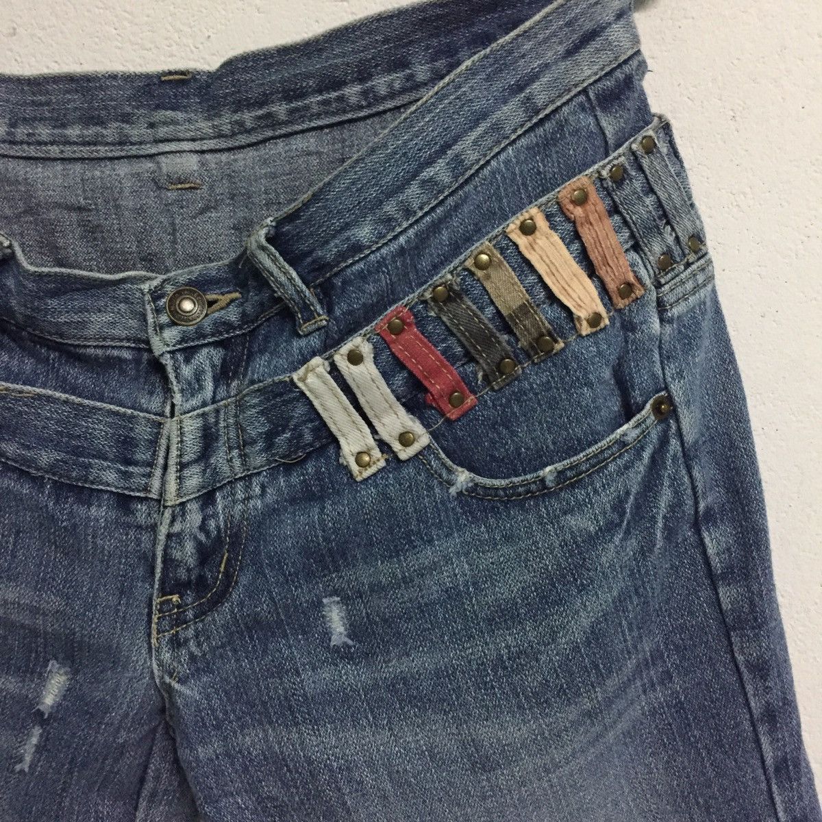 Designer × Japanese Brand Funky Design Mouth Valley Short Denim Multicolored Belt Loop Size US 33 - 3 Thumbnail