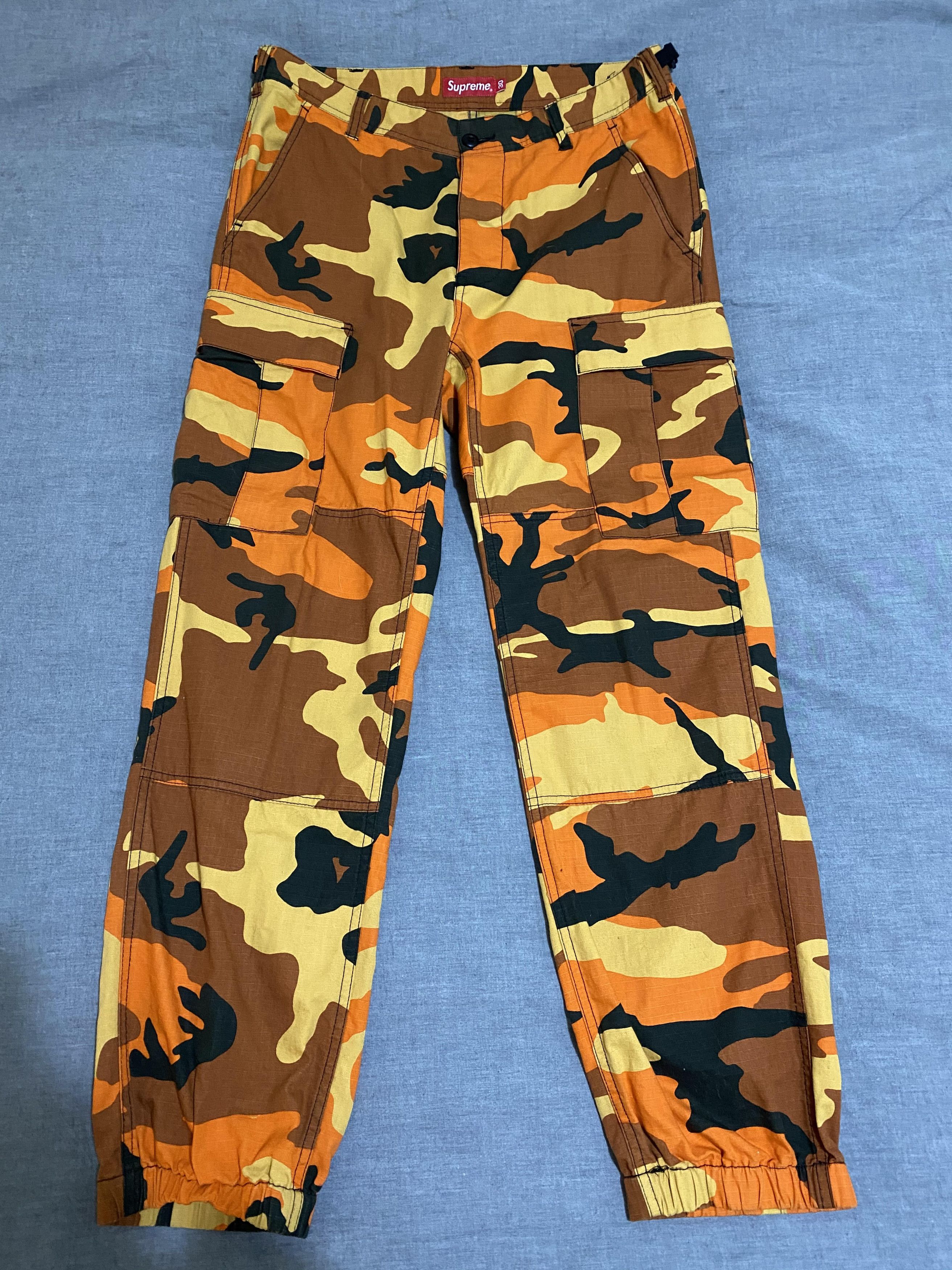 Supreme orange outlet camo pants