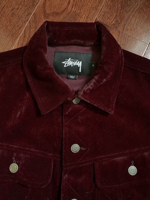 Stussy velvet trucker on sale jacket