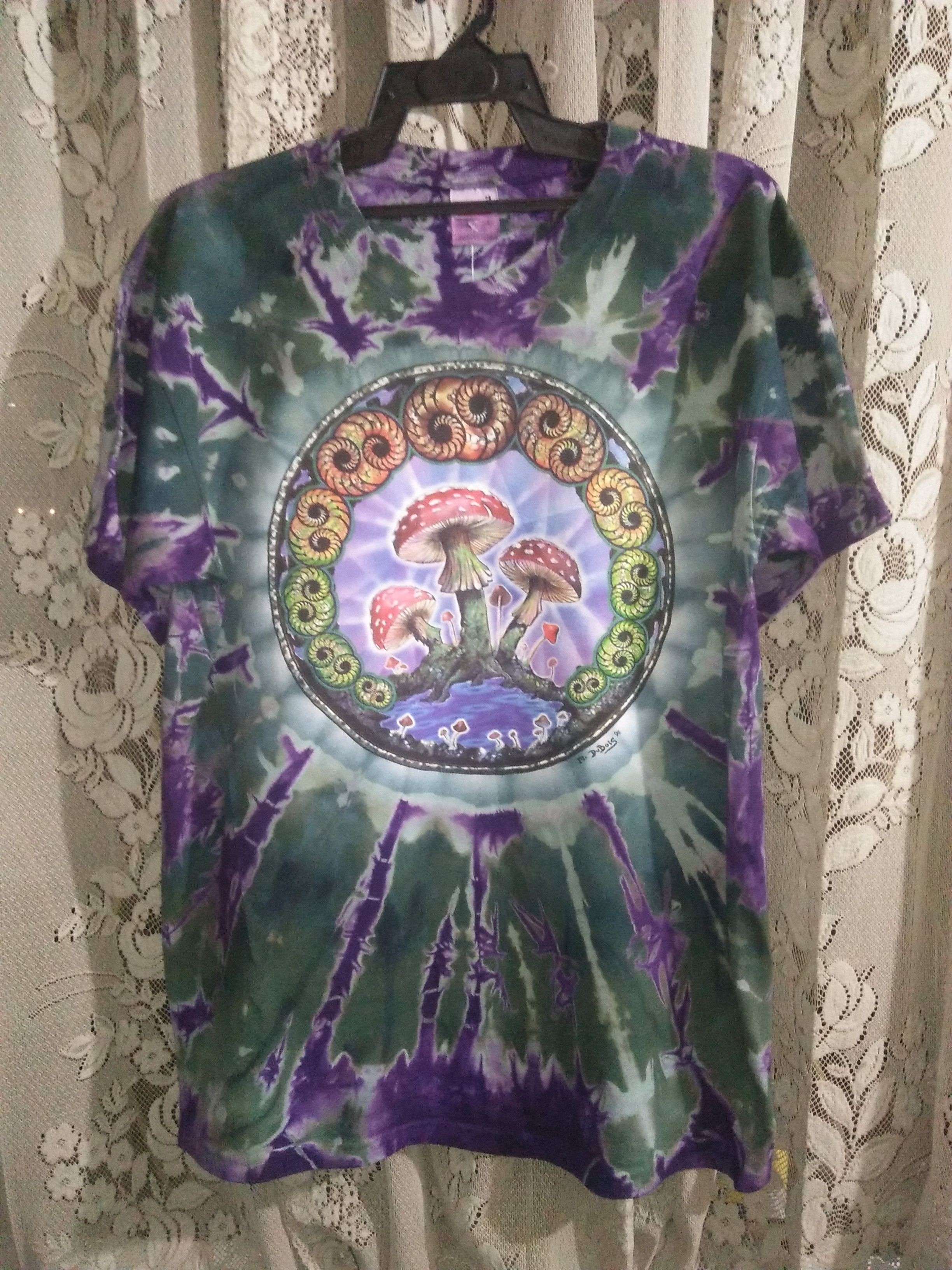 Band Tees × Grateful Dead × Hypebeast Vintage Mike Dubois Tie Dye Art Mushroom Acidwash Tshirt Size US L / EU 52-54 / 3 - 1 Thumbnail