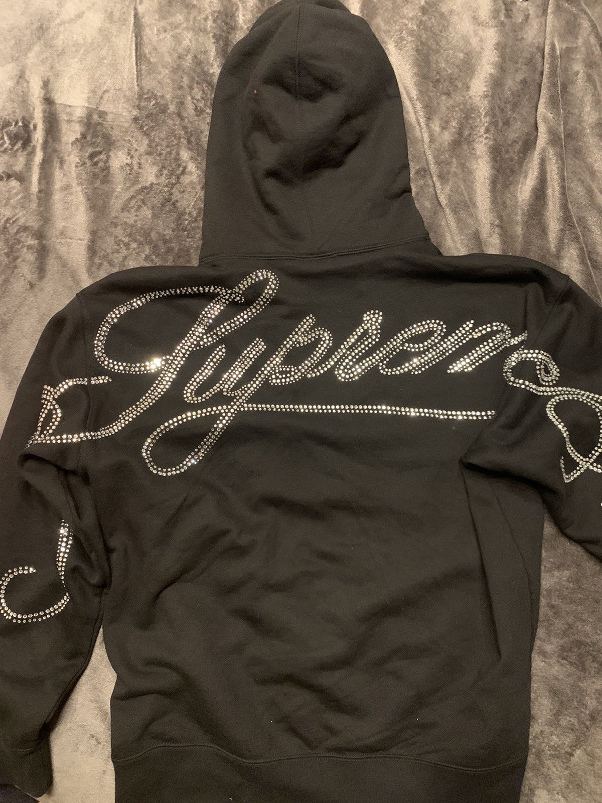 Rhinestone hoodie online supreme