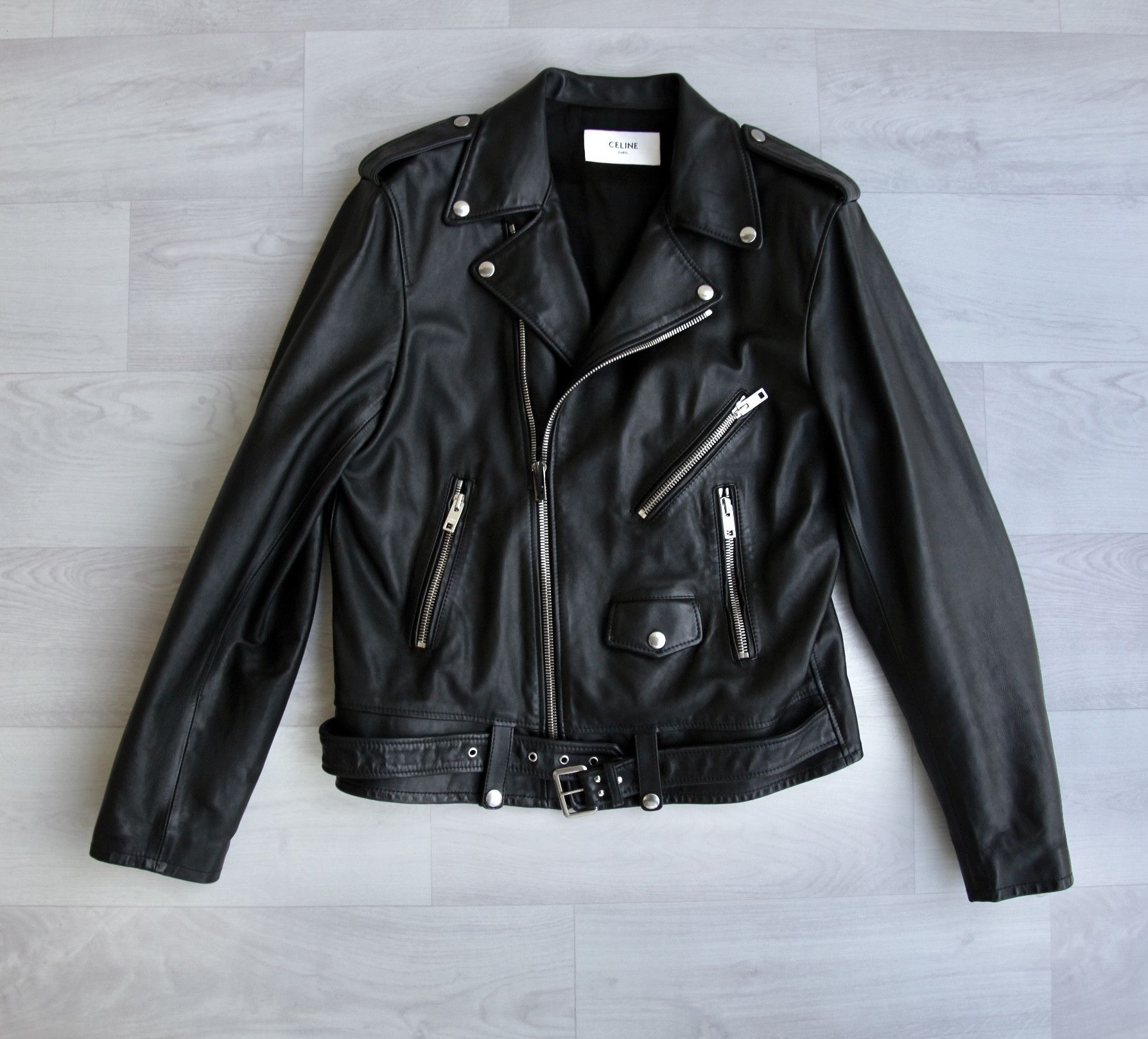 Celine × Hedi Slimane Dior homme leather jacket aw05 L zip 44 hedi