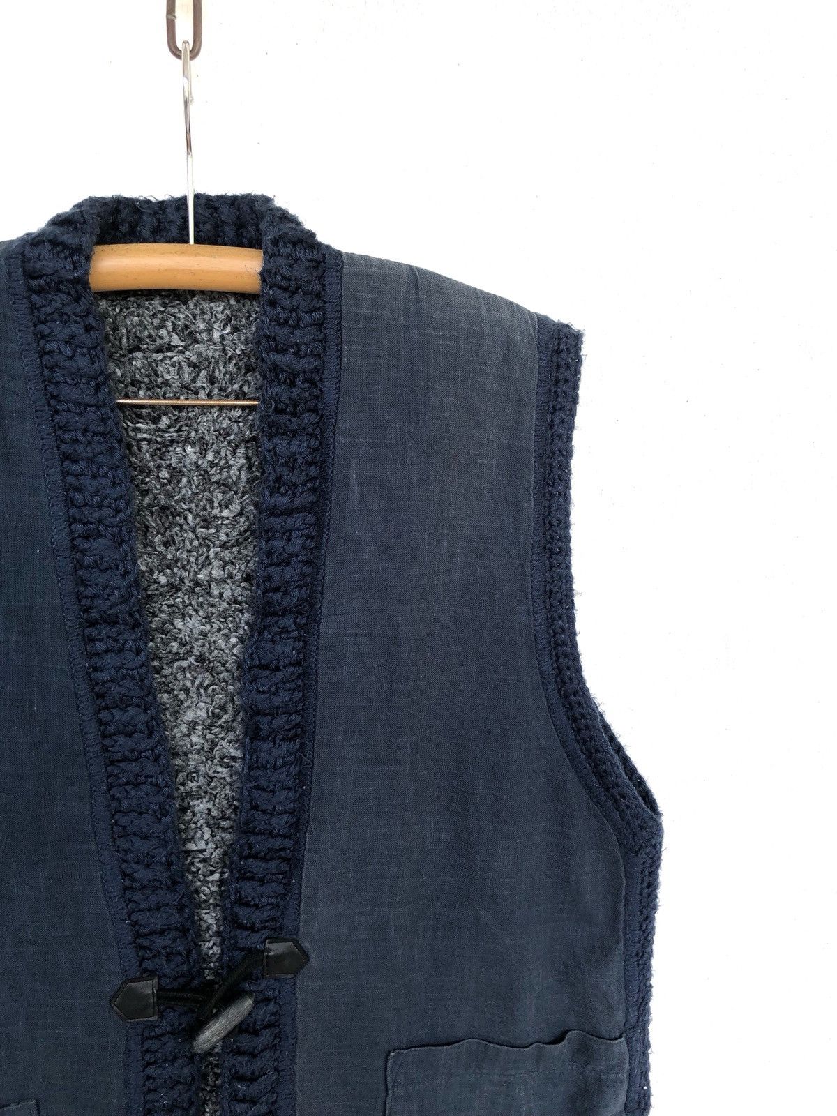 Indigo 1980s 🇯🇵 Dragon&Koi Motif Indigo Sherpa Lining Vest Size US L / EU 52-54 / 3 - 5 Thumbnail