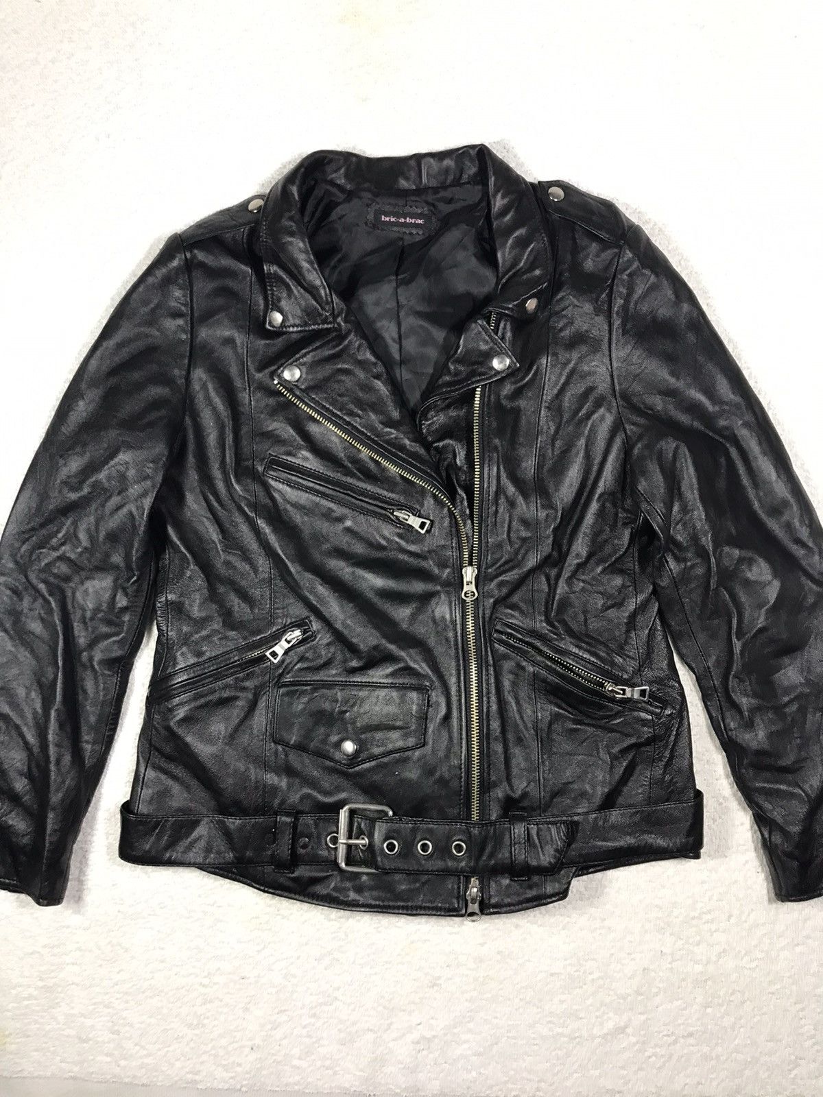 Bric-a-brac leather motorcycle jacket collectible artistic