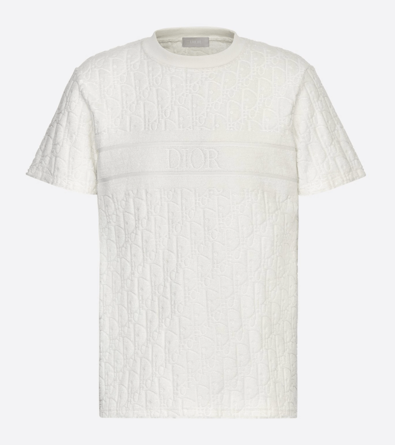 Dior Oblique Relaxed-Fit T-Shirt Off-White Terry Cotton Jacquard