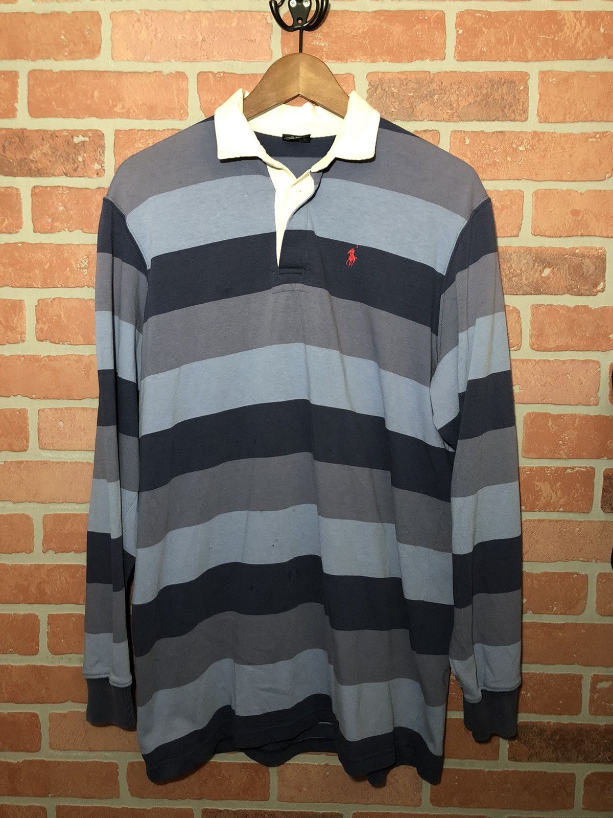 Vintage 90s Polo Ralph Lauren Striped Long Sleeve Rugby Polo Shirt Size S