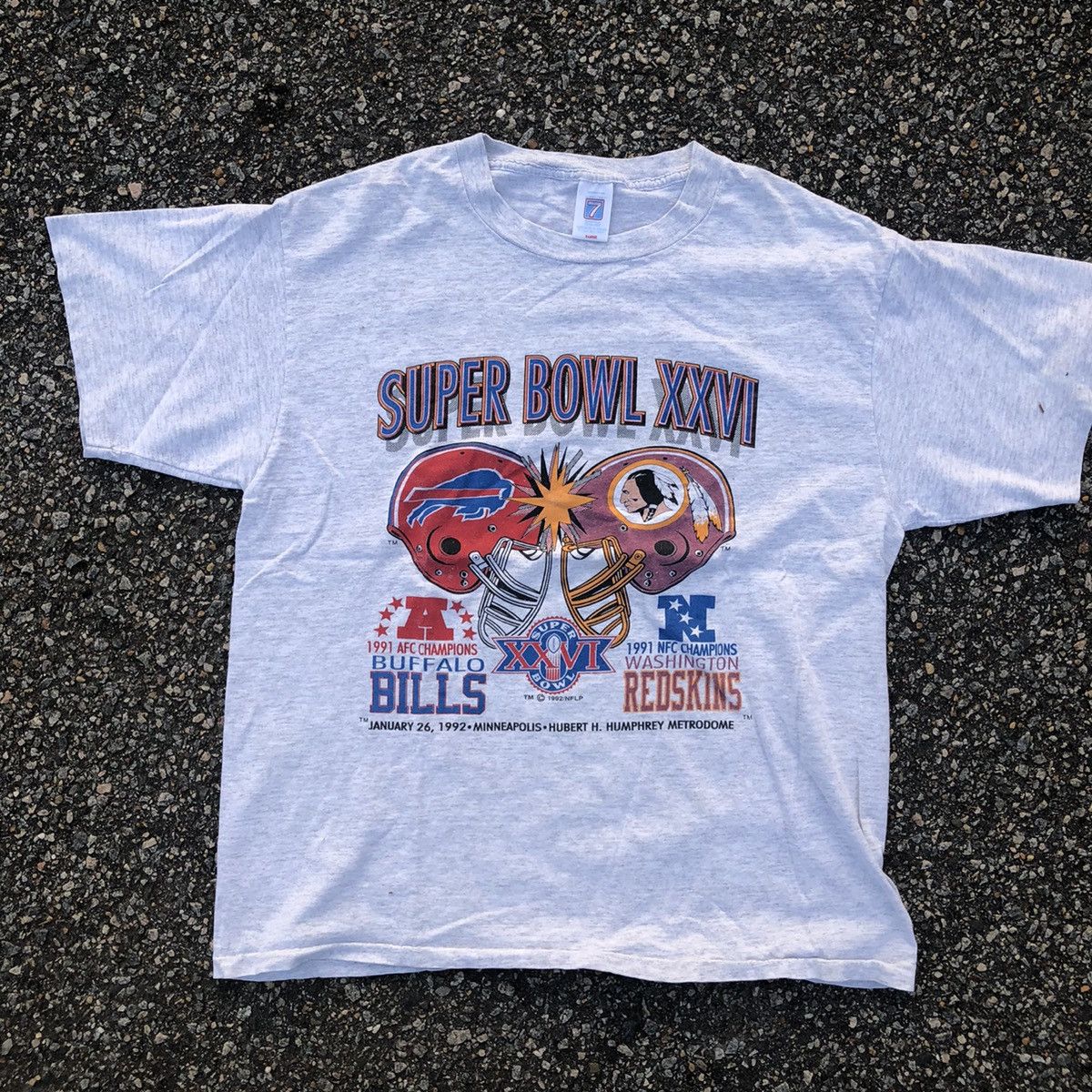 VINTAGE NFL WASHINGTON REDSKINS XXVI SUPER BOWL TEE SHIRT 1990's SIZE –  Vintage rare usa