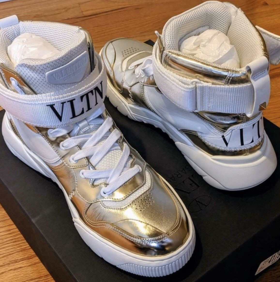 Valentino Valentino VLTN Strap Metallic High Size US 12 / EU 45 - 1 Thumbnail