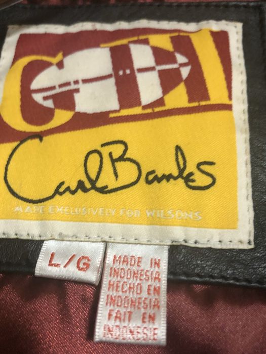 REDSKINS Vintage Leather Jacket Beige CONESTOGA COLLEGE Varsity Size: L  Rare