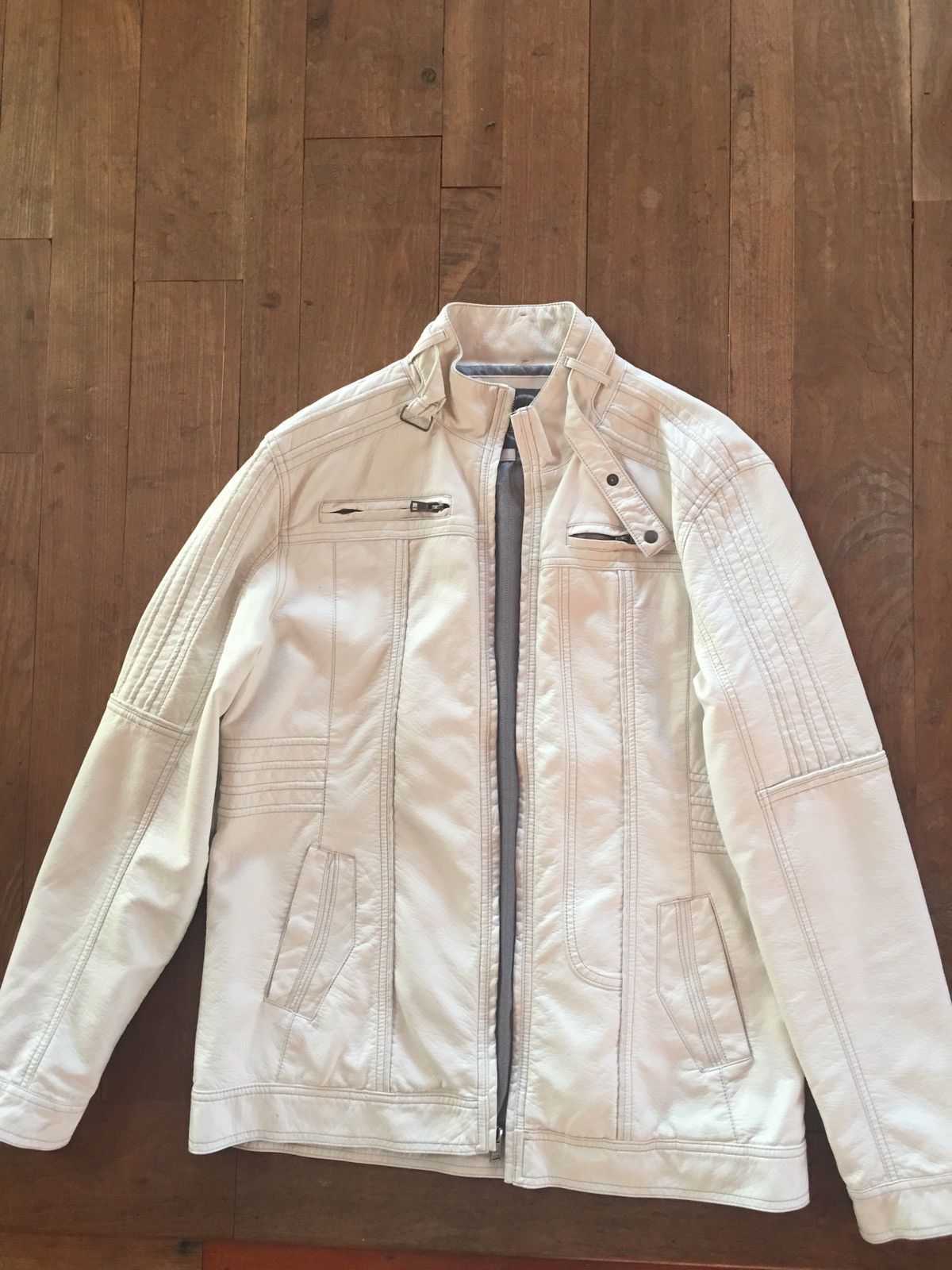 Bke BKE White Leather Jacket | Grailed