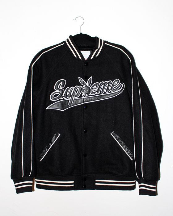 Supreme SUPREME X PLAYBOY WOOL BLEND VARSITY JACKET AW17 | Grailed