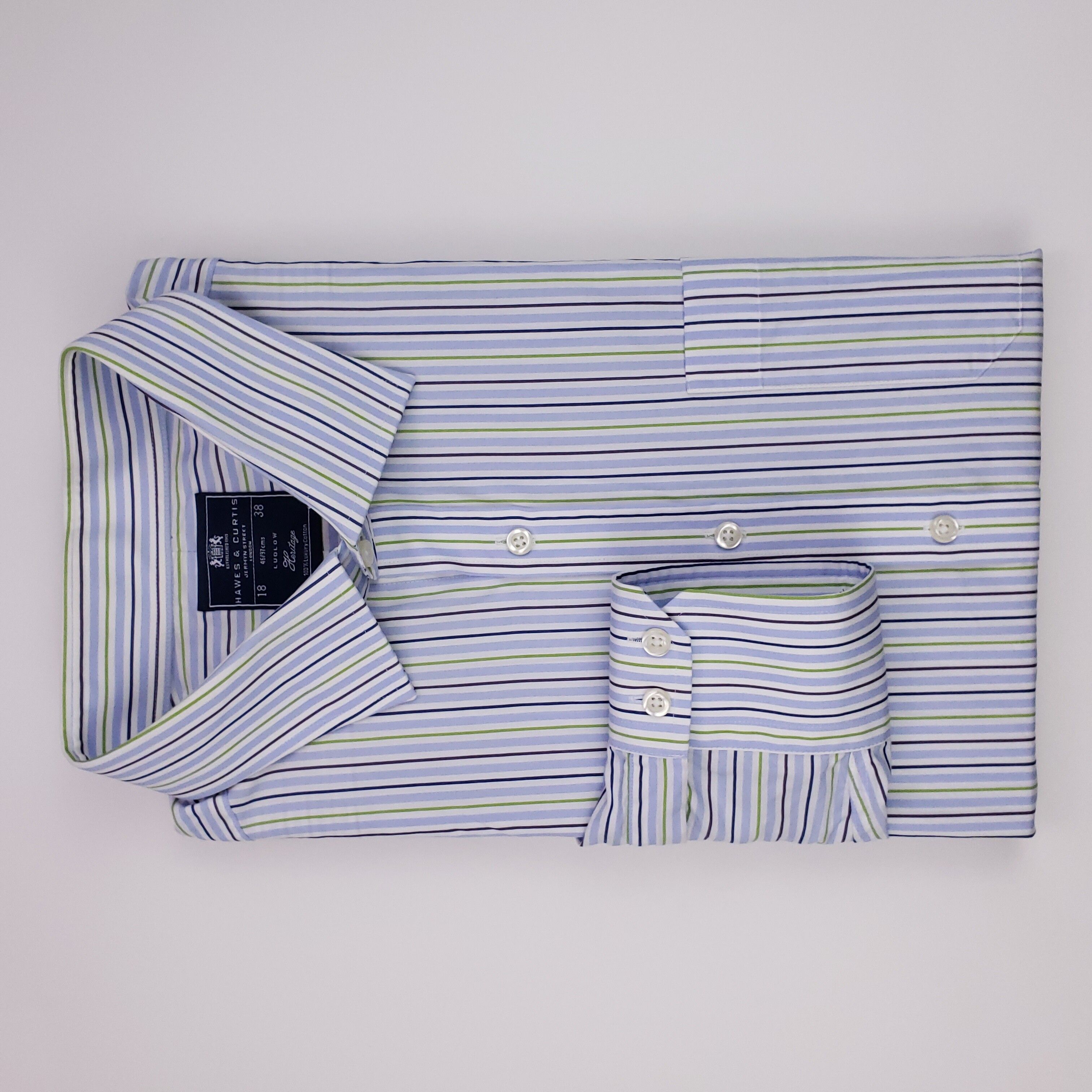 Hawes&Curtis Hawes Curtis Dress Shirt 18 38 Ludlow Striped Mens Size Blu Size US XXL / EU 58 / 5 - 1 Preview