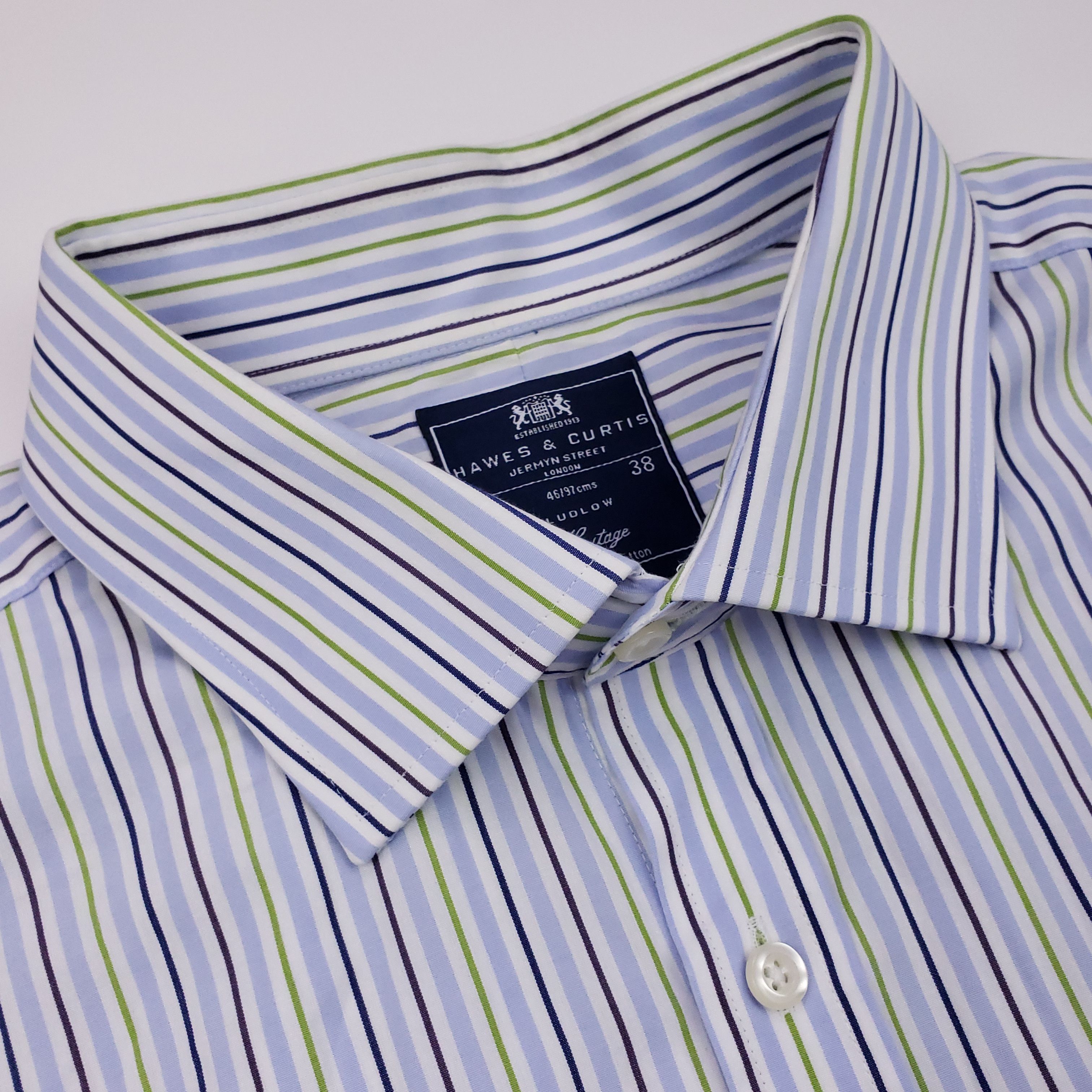 Hawes&Curtis Hawes Curtis Dress Shirt 18 38 Ludlow Striped Mens Size Blu Size US XXL / EU 58 / 5 - 5 Thumbnail