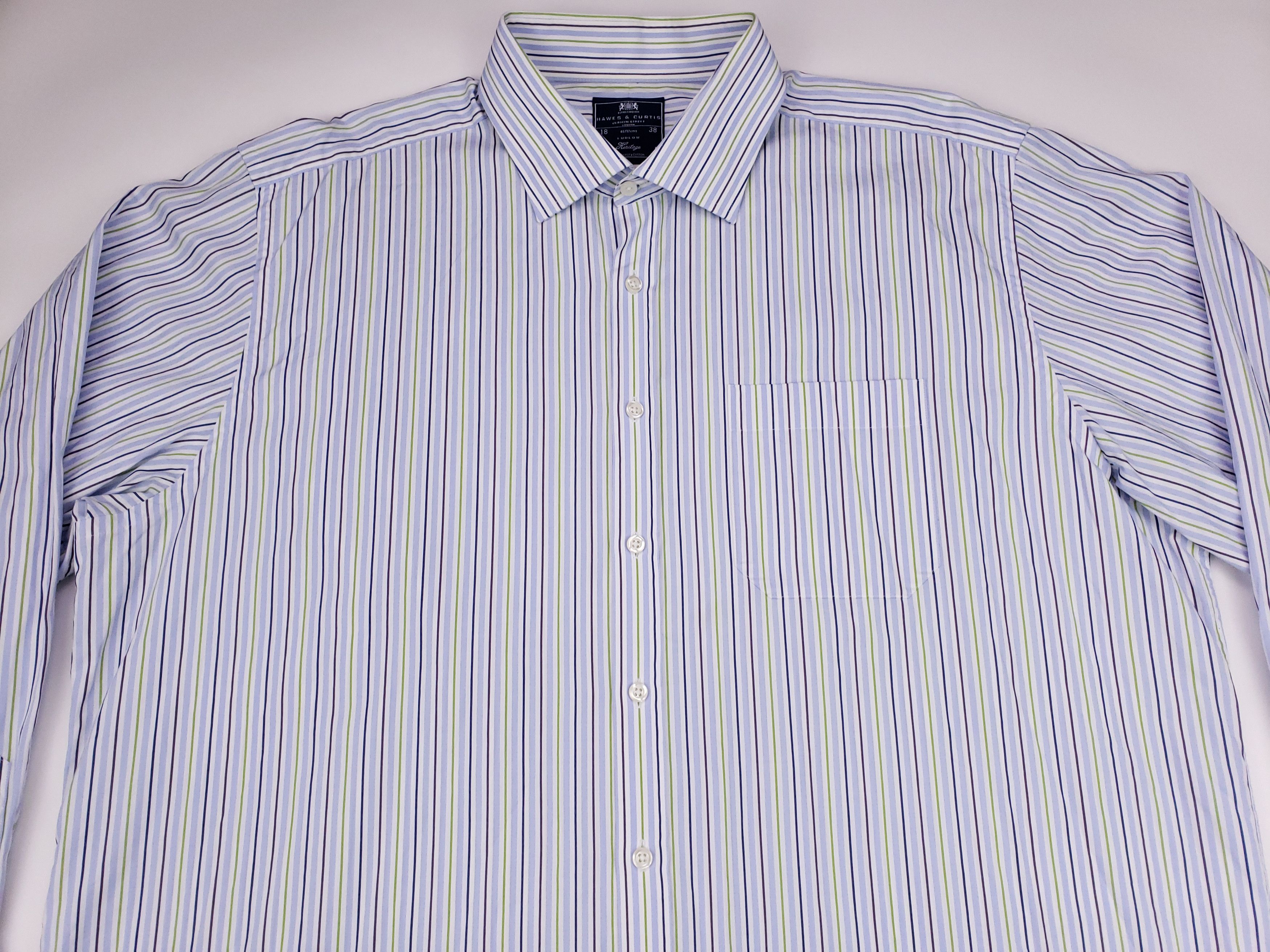 Hawes&Curtis Hawes Curtis Dress Shirt 18 38 Ludlow Striped Mens Size Blu Size US XXL / EU 58 / 5 - 9 Thumbnail