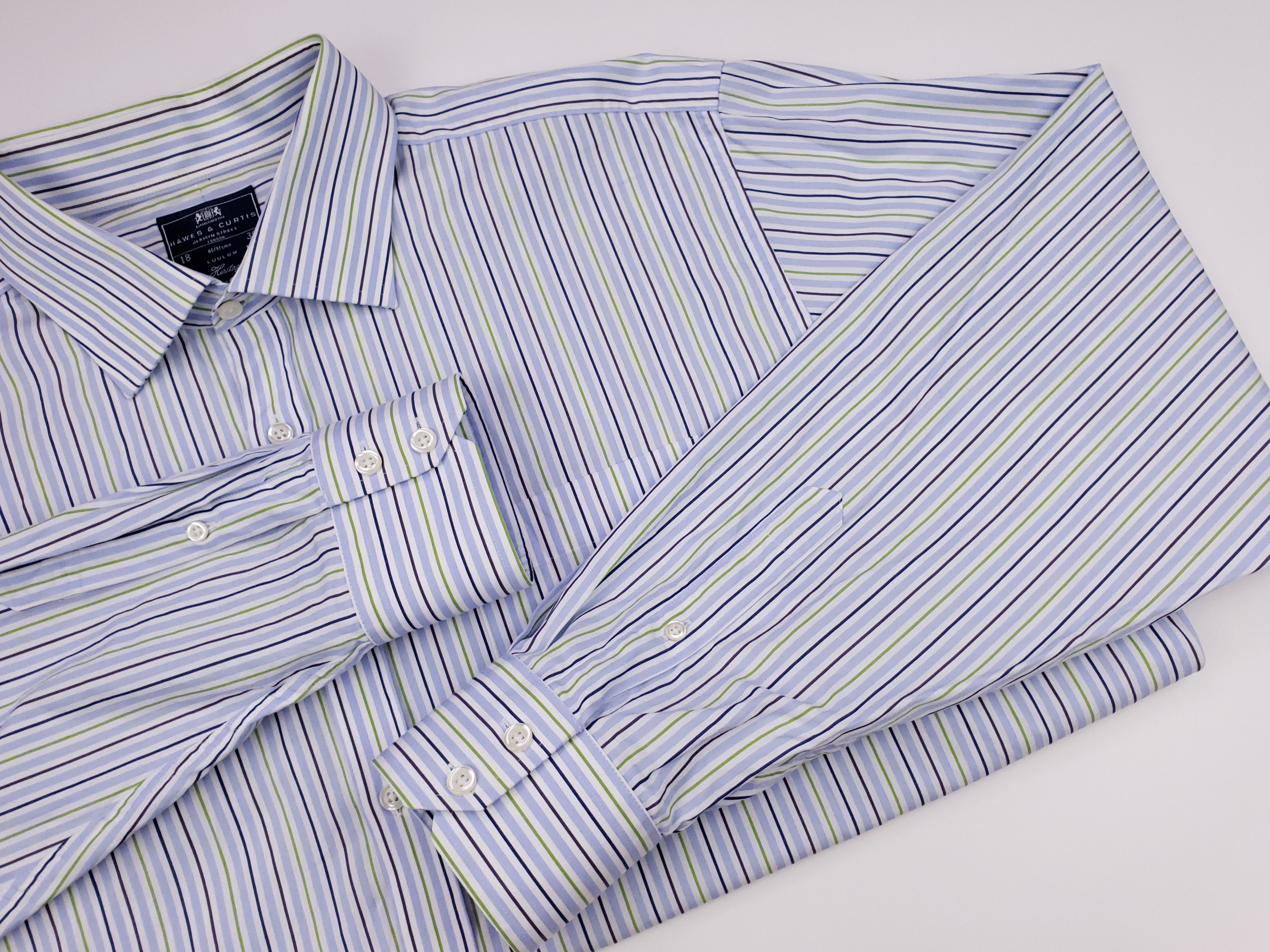 Hawes&Curtis Hawes Curtis Dress Shirt 18 38 Ludlow Striped Mens Size Blu Size US XXL / EU 58 / 5 - 6 Thumbnail