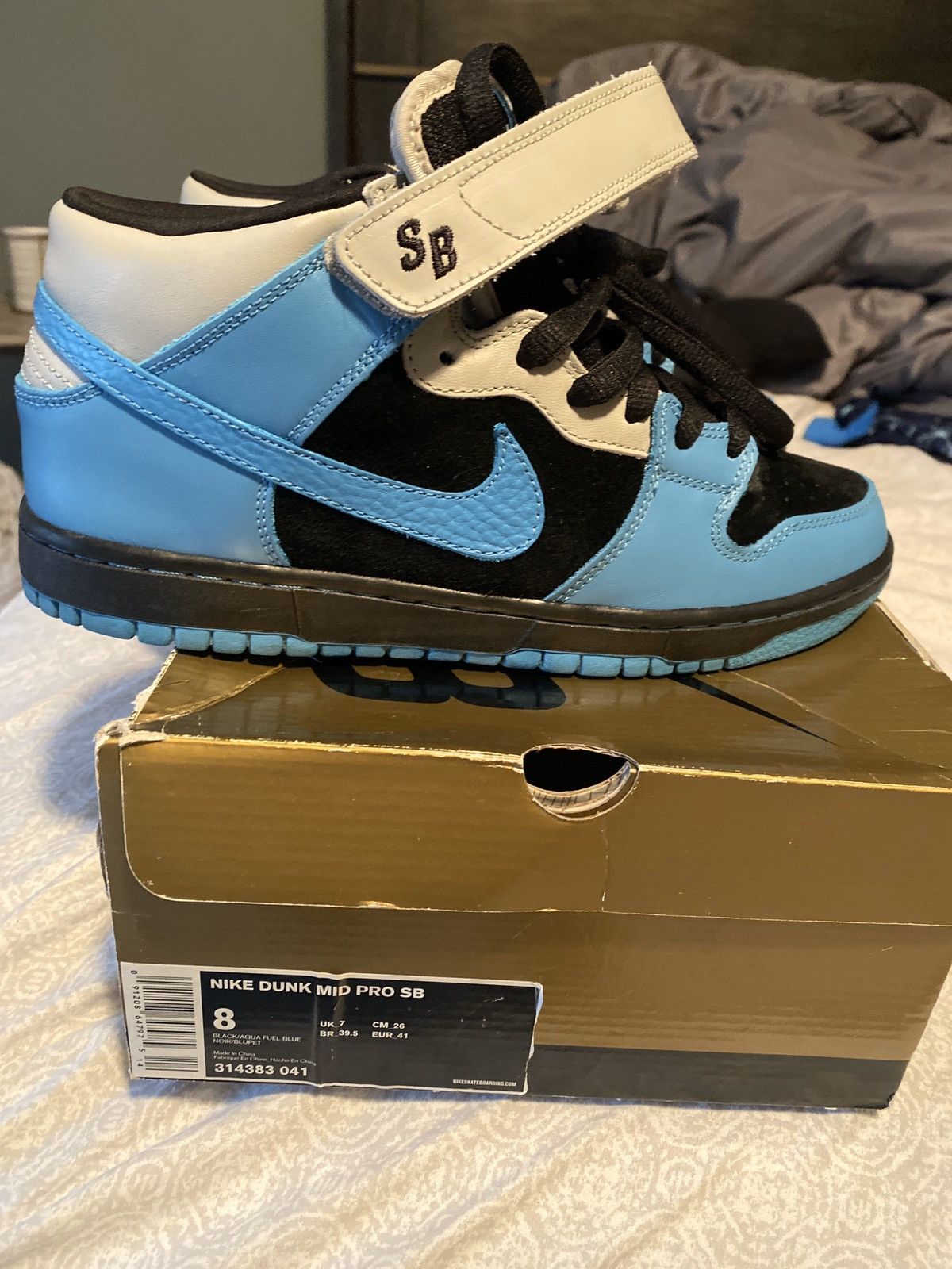 Nike Dunk Mid Pro SB Black | Aqua Fuel Blue Size US 8 / EU 41 - 6 Thumbnail