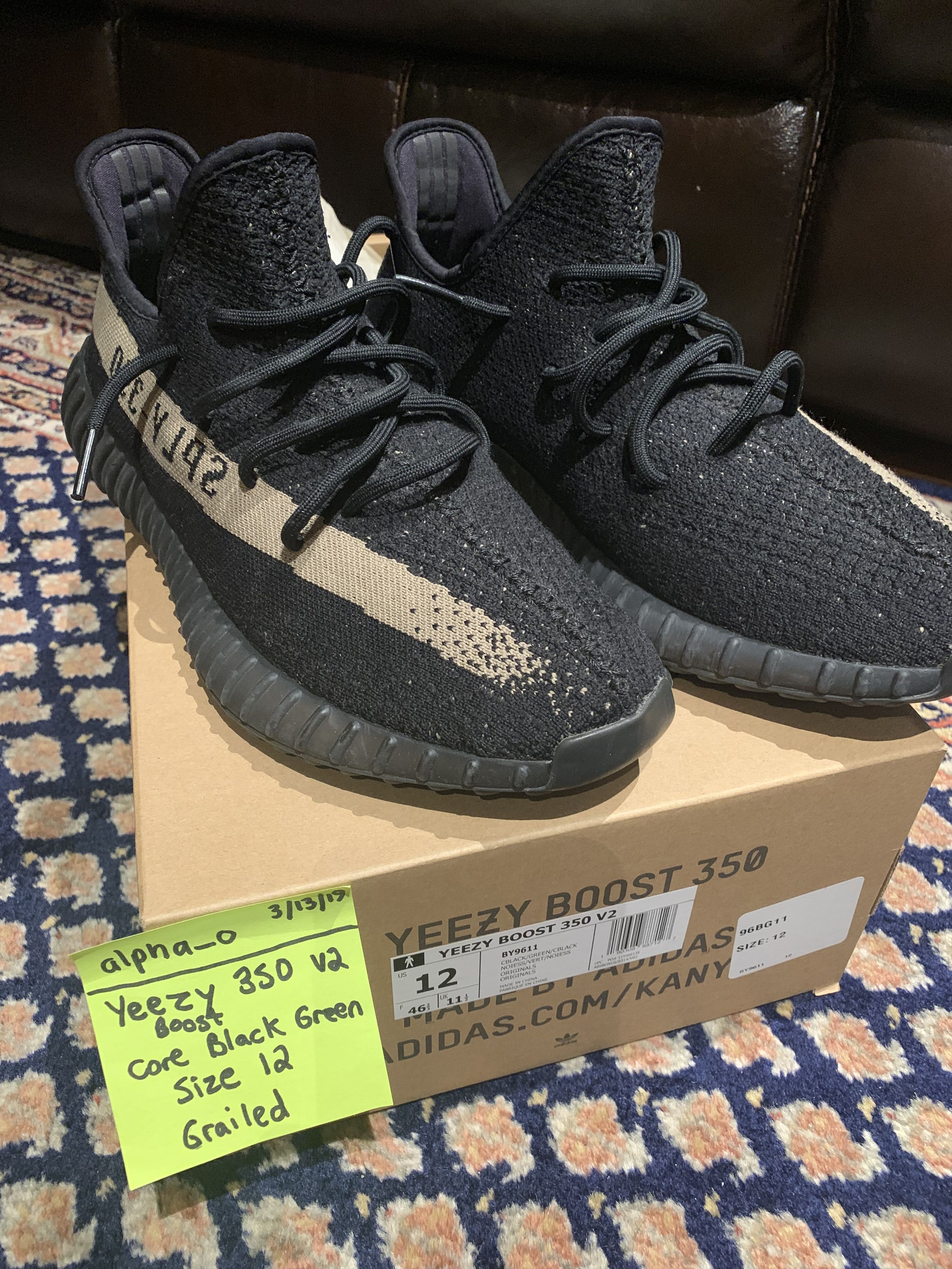 Yeezy 350 core black green sales