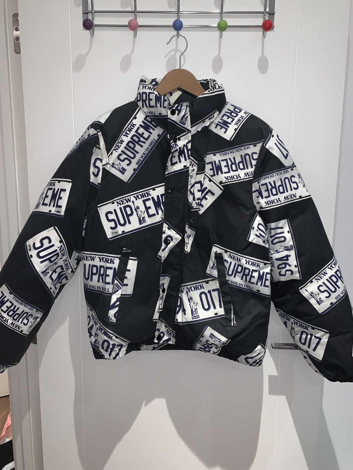 Supreme License Plate Puffy Jacket | Grailed