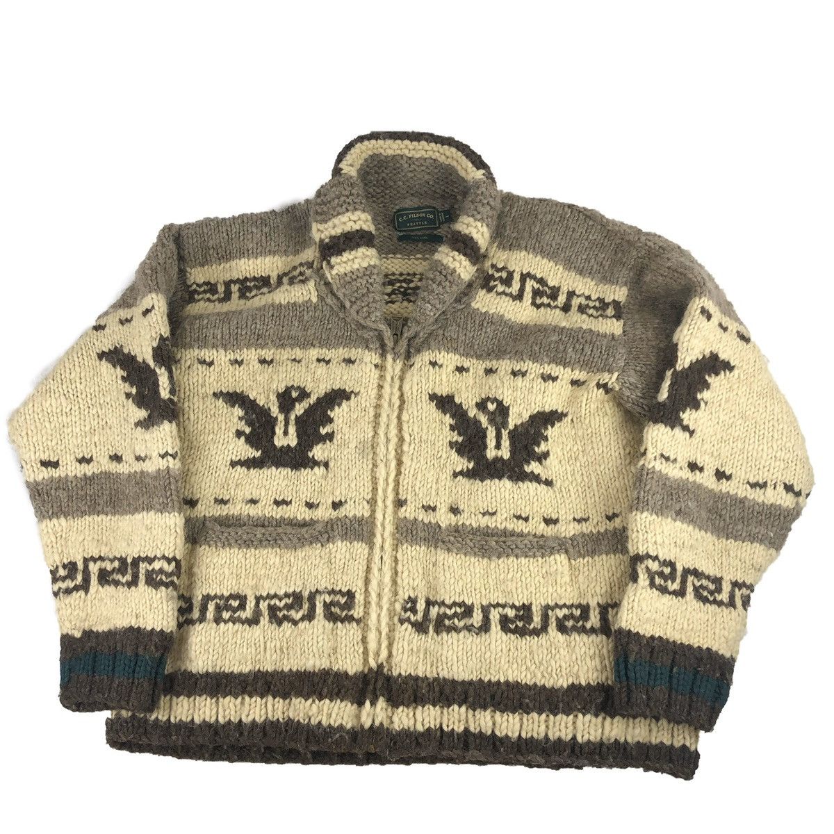 Vintage Filson The Dude Wool Knit Cardigan Sweater Zip Winter Birds ...