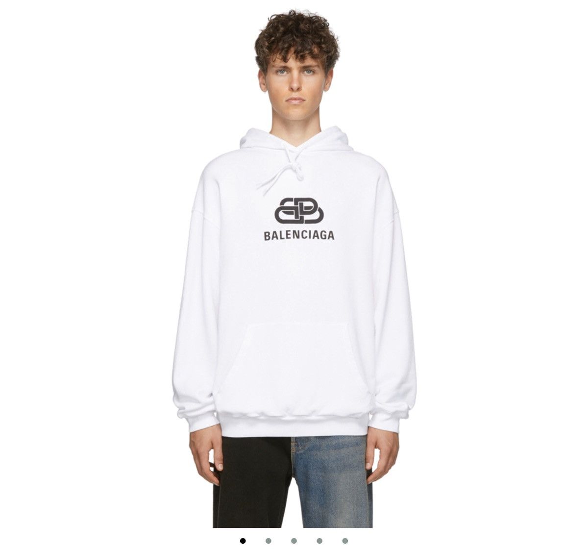 パーカー・フーディ BALENCIAGA Men Sweater 383707 739024TOVN9 WHITE Balenciaga NEW FW19 BB Logo Balenciaga White Hoodie