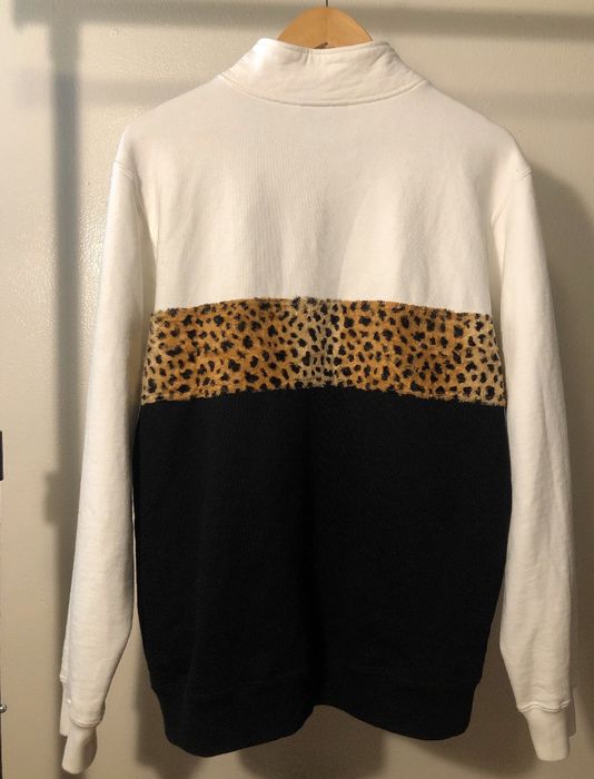 Leopard panel half zip on sale sweatshirt