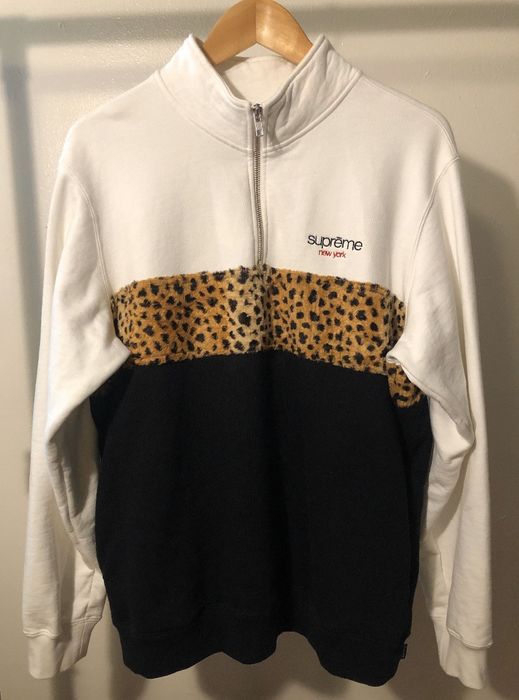 Supreme Leopard Panel Half Zip Sweatshirt | Grailed