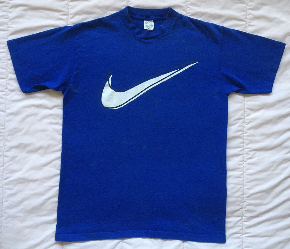 Vintage Nike Shirt Vintage Swoosh logo 80s 90s blue retro check tee Size US L / EU 52-54 / 3 - 1 Thumbnail