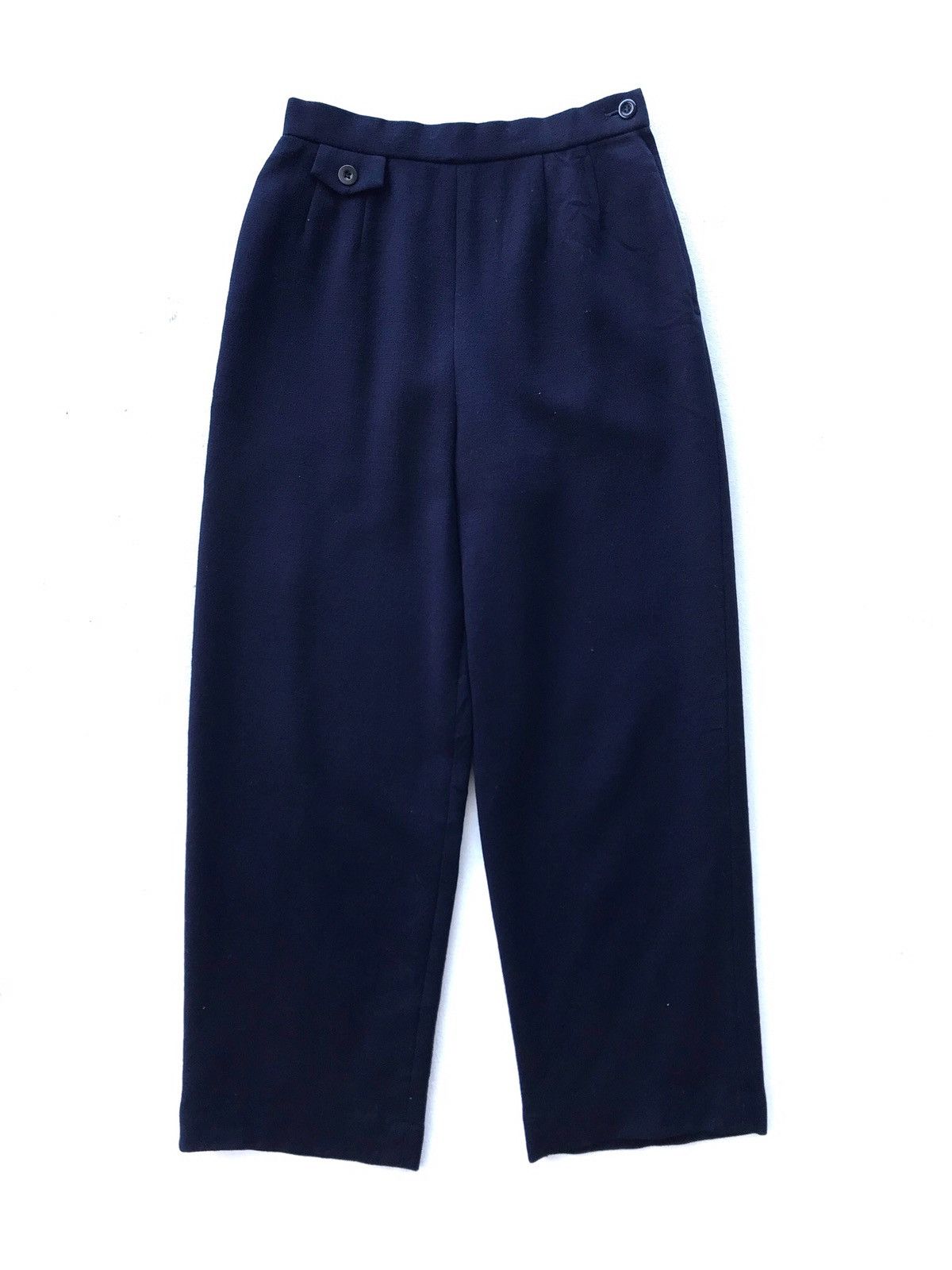 Givenchy Luxury Brand Givenchy Dark Wool High Waisted Wide Leg Pant Size US 26 / EU 42 - 2 Thumbnail