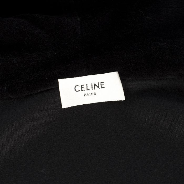 Celine Triomphe Embroidered Zip-Up Hoodie In Black Velour | Grailed