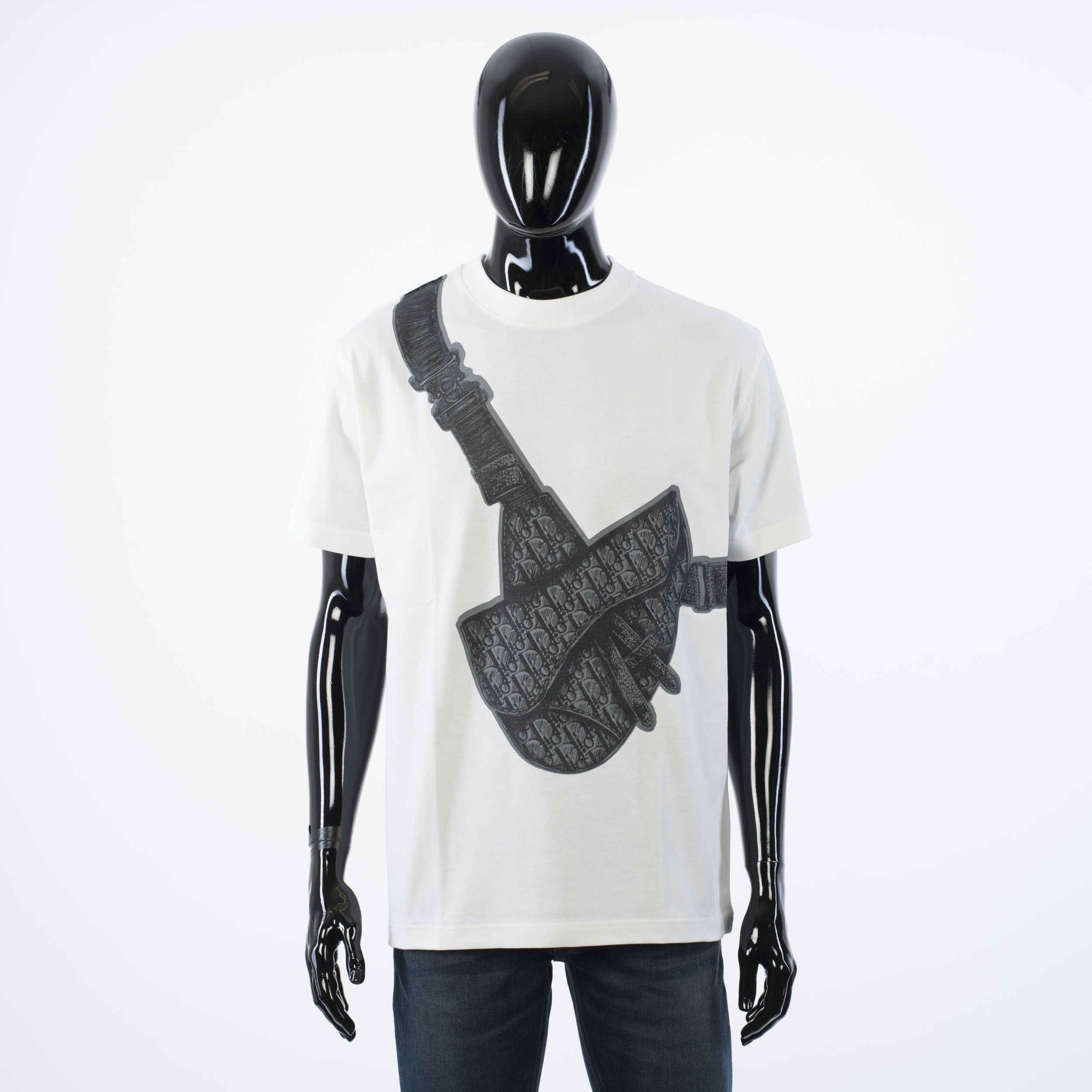 Dior Kim Jones White Cotton Tshirt With Saddle Bag Print Grailed