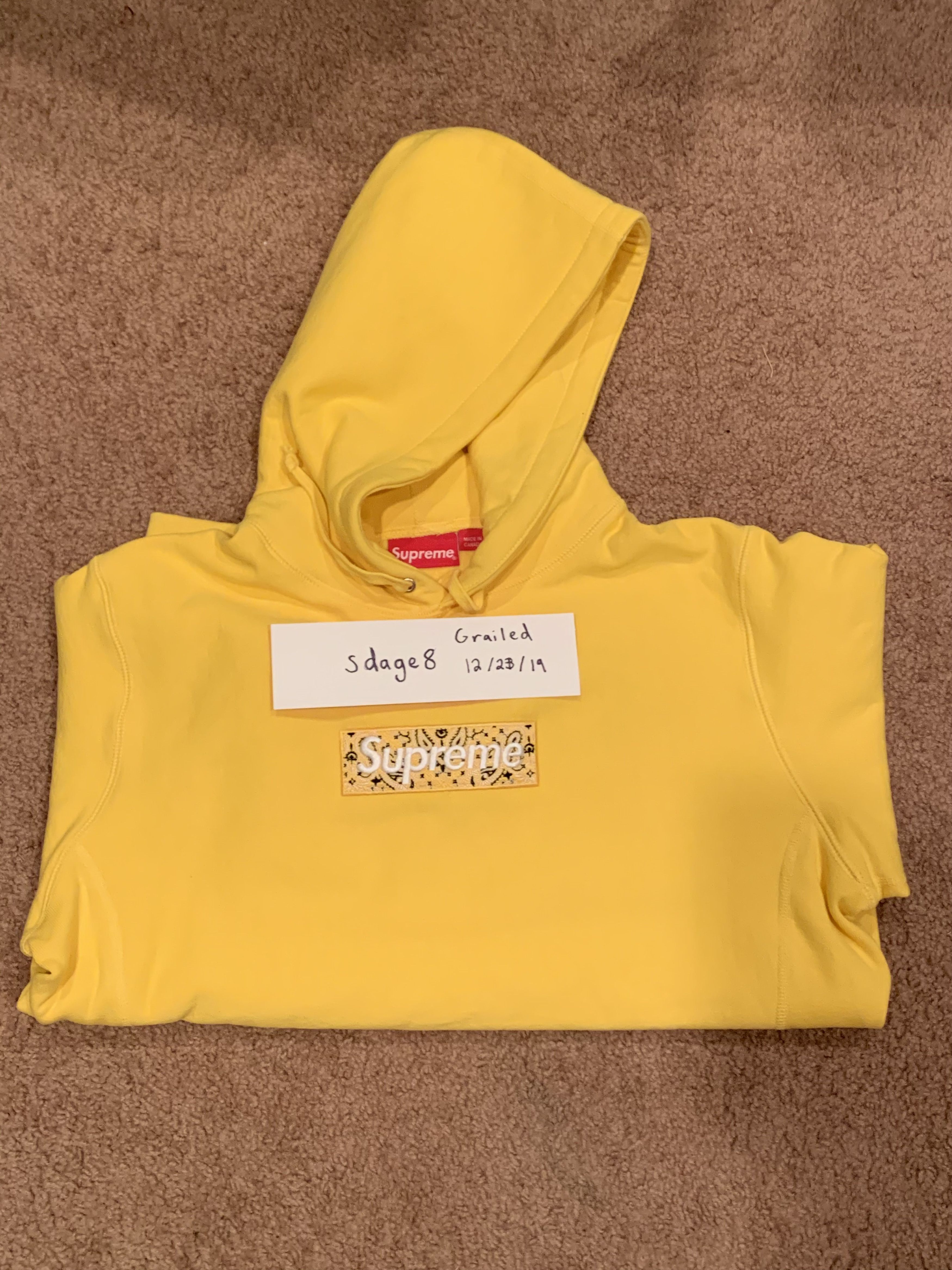 Supreme Supreme Bandana Box Logo Hoodie Yellow | Grailed