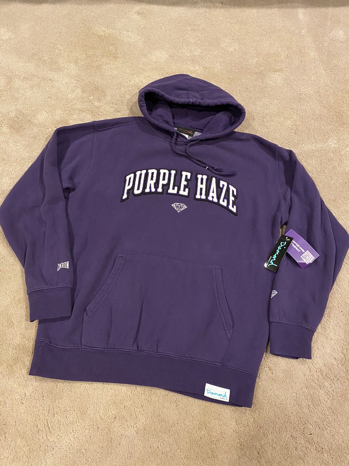 Diamond Supply Co. x CAM’RON Purple Haze Chenille Patch store Hoodie Size Small New.