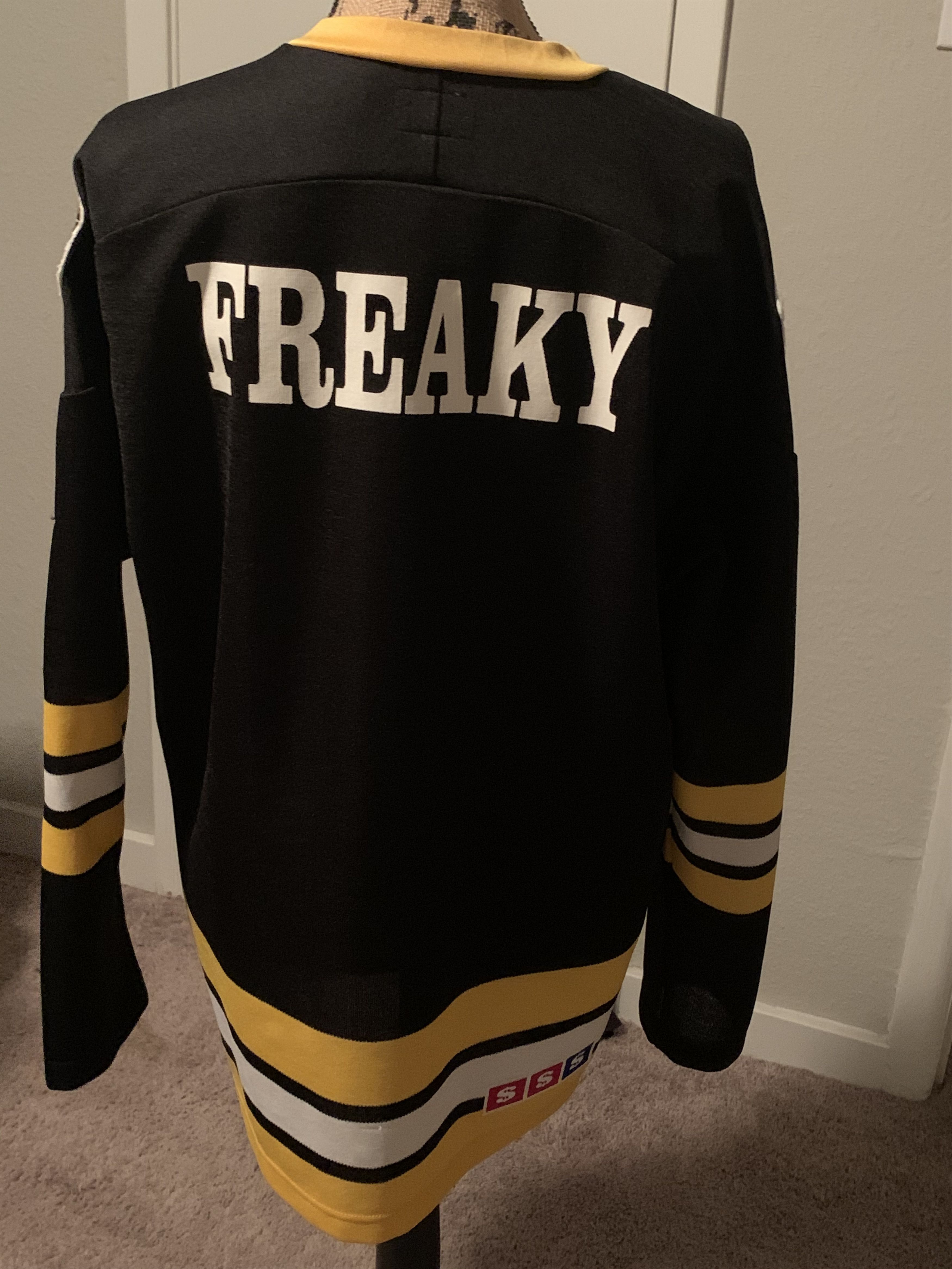 SUPREME store Freaky Hockey Jersey Black White Yellow Medium M