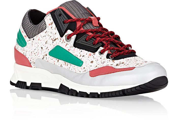 image of Lanvin Mixed-Fabric Speckled Low-Top Sneakers, Men's (Size 9)