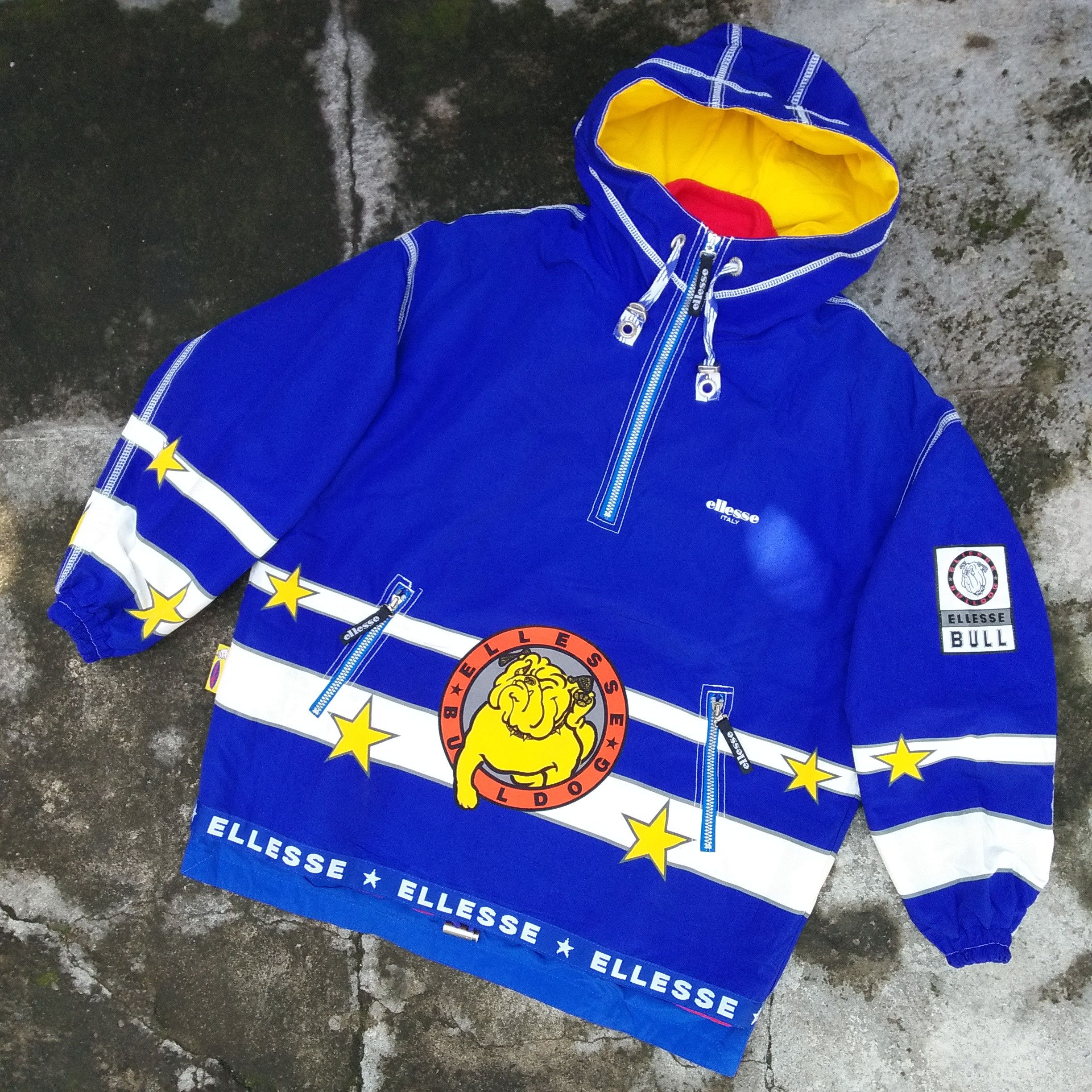 GQ994◇ellesse : BULLDOG :スキージャケット◇O◇ Vintage 90's Off White Ellesse Bulldog Ski Jacket