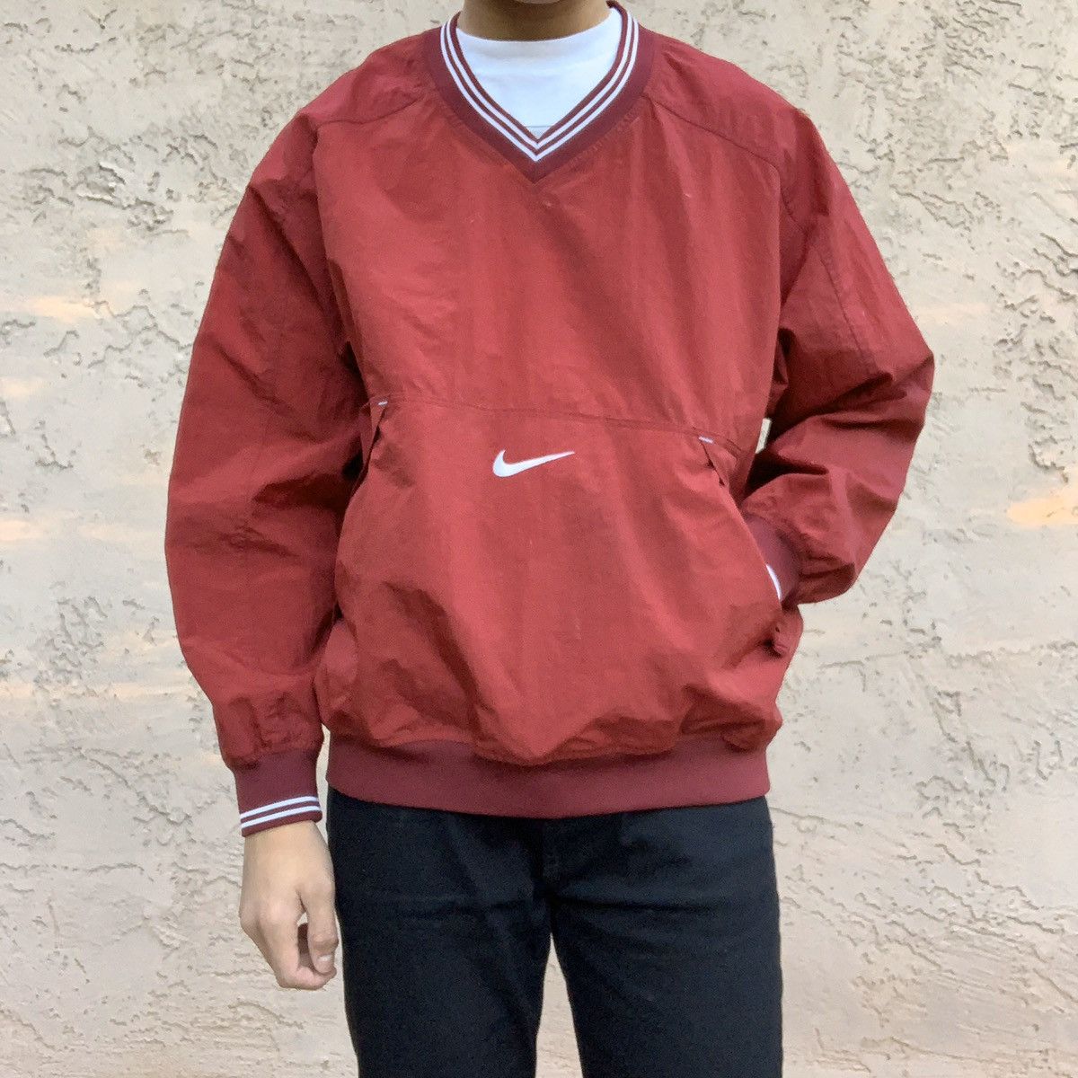 Nike Vintage Vintage 90s NIKE Vneck Windbreaker Pullover Center Swoosh Grailed