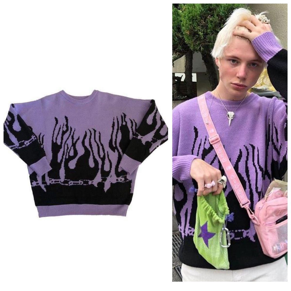 Purple Flame Sweater – Neon Rain